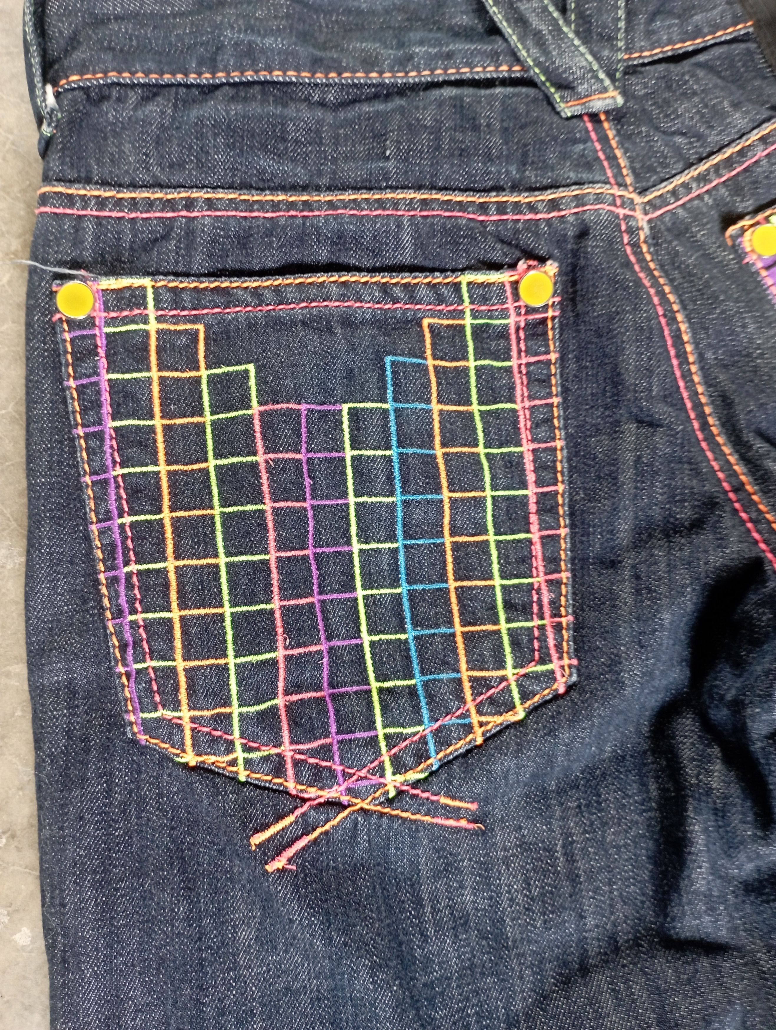 Tornado Mart Flare Jeans Japan Embroidered MultiColour Pockets Size US 27 - 16 Thumbnail