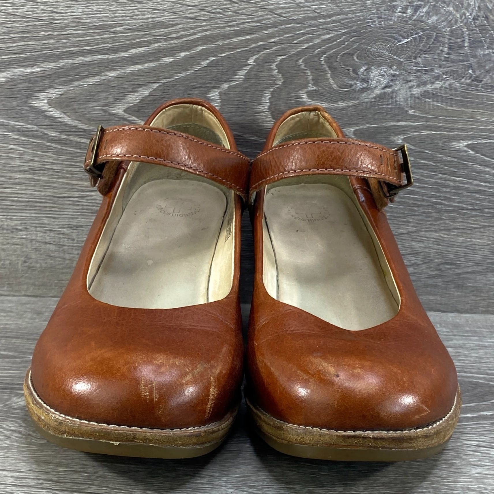 Dr. Martens VINTAGE Dr Martens Doc Drew Wedge Brown Leather Mary Jane Stud Platform Shoes - Womens 7 Size US 5 / IT 35 - 4 Thumbnail