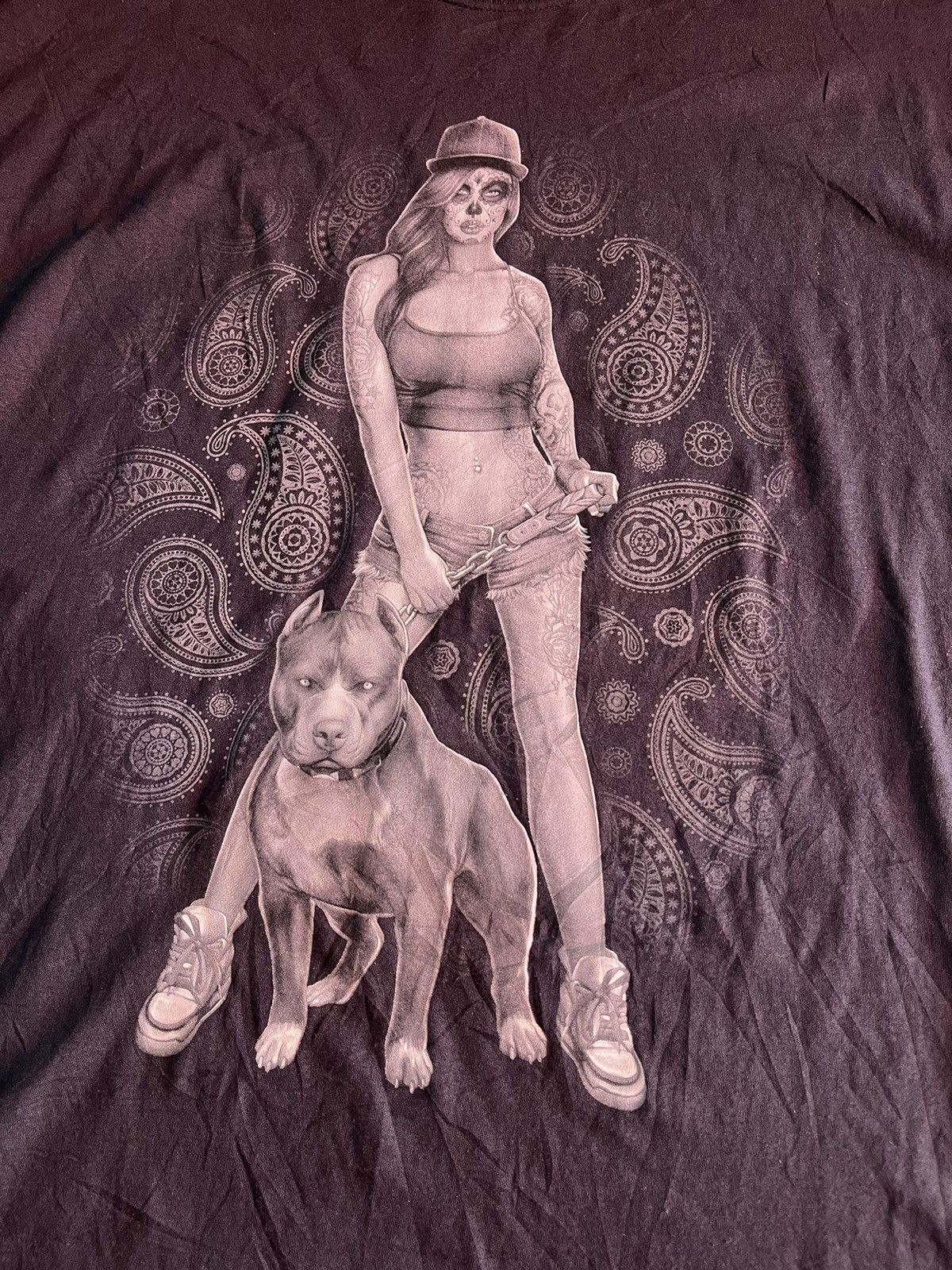 Vintage Vintage y2k Girl and pitbull Tatto Tee Size US XXL / EU 58 / 5 - 3 Thumbnail