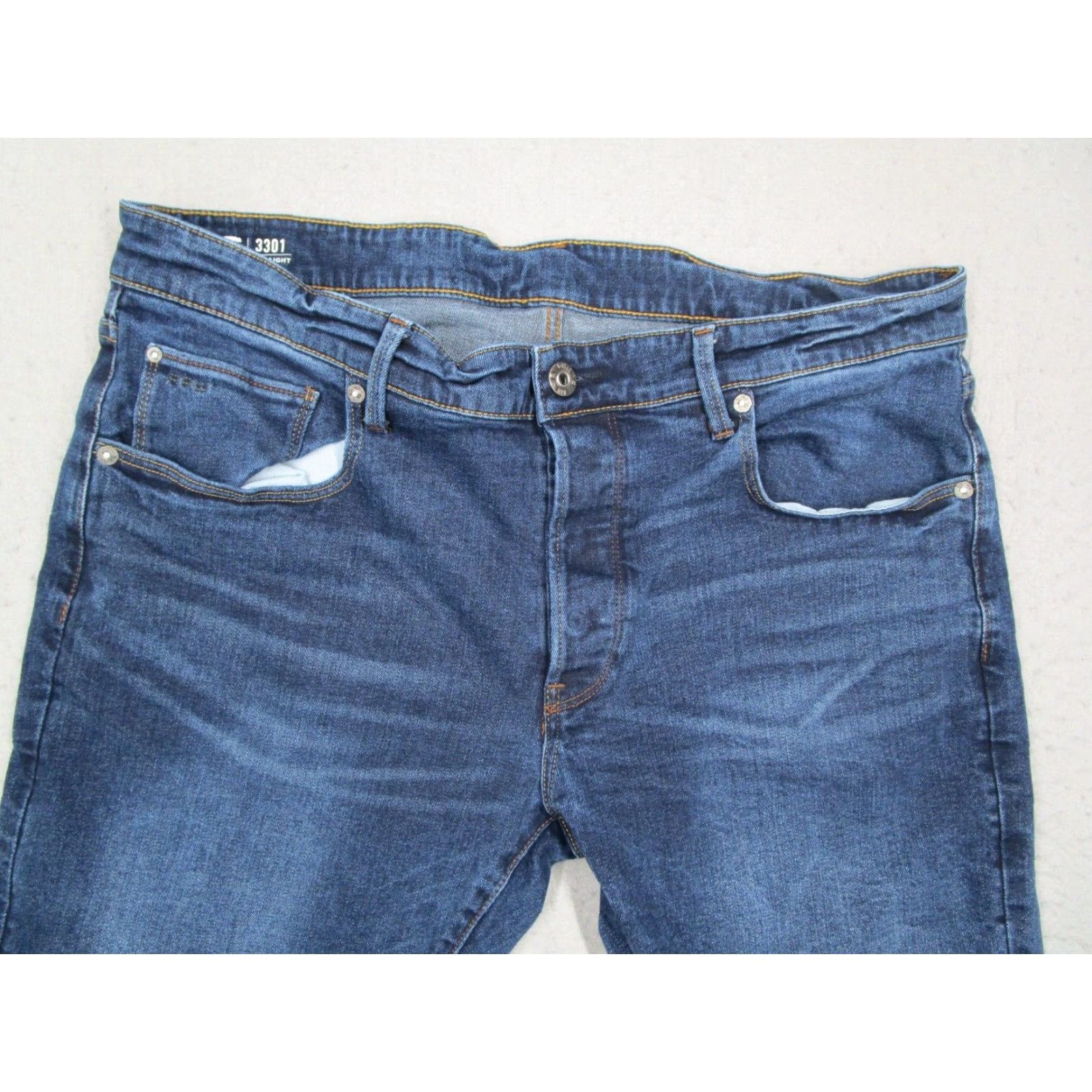 G-Star G-Star RAW 3301 Jeans Mens 38x32 Straight Denim Button Fly 5-Pocket Blue City Hipster Motorcycle Mens Size US 38 / EU 54 - 2 Thumbnail