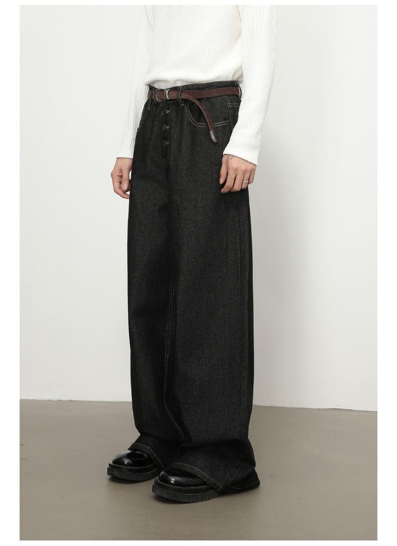 Japanese Brand Men's Trendy Loose-Fit Black Straight-Leg Jeans Size US 32 / EU 48 - 4 Thumbnail