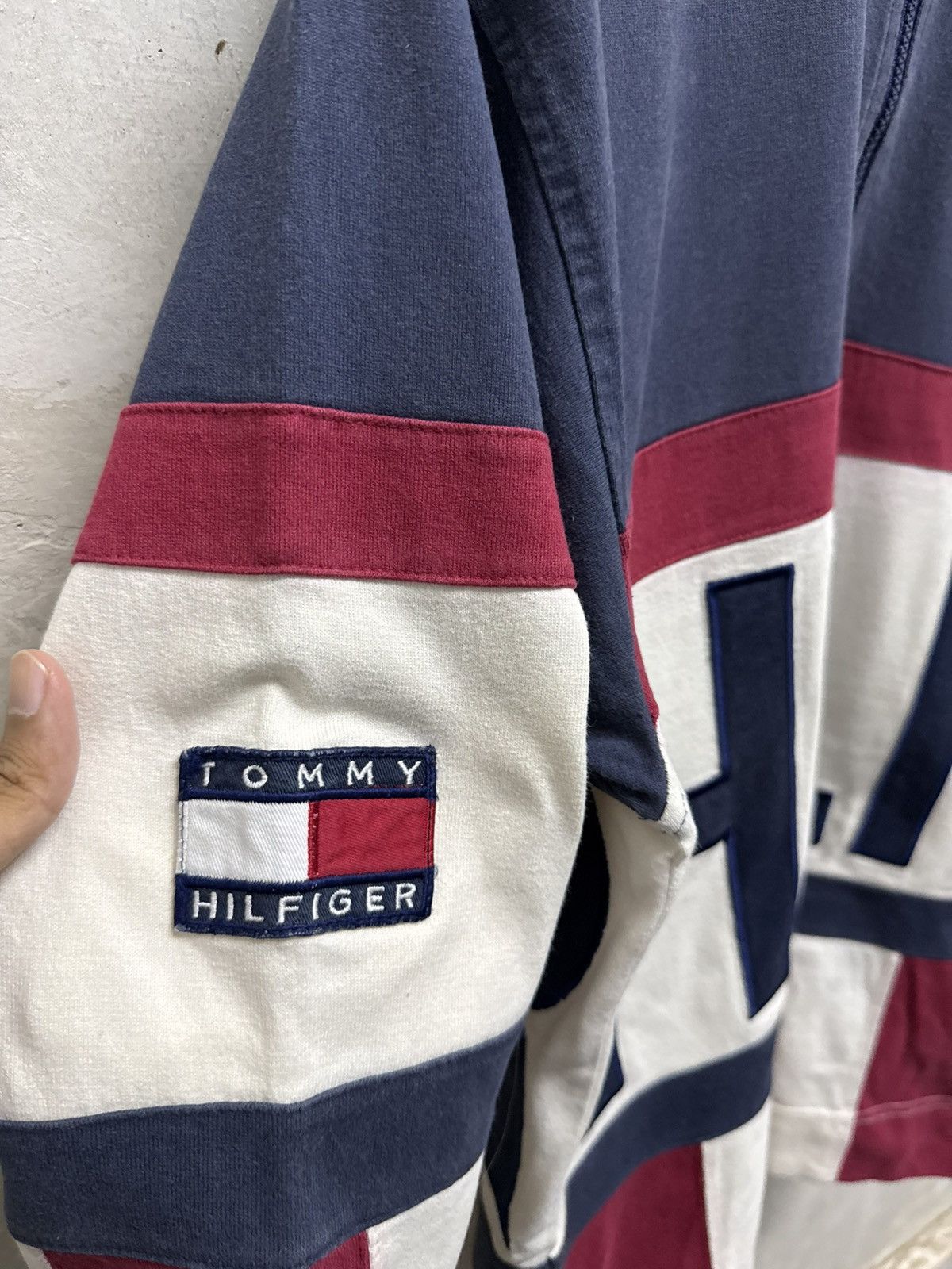 Tommy Hilfiger Vintage 90s Tommy Hilfiger Big Spell Out Rugby Shirt Size US S / EU 44-46 / 1 - 5 Thumbnail