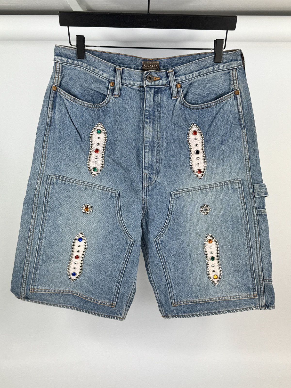 Kapital GEM EMBELLISHED 3 QUARTER DENIM SHORTS Size US 36 / EU 52 - 1 Thumbnail