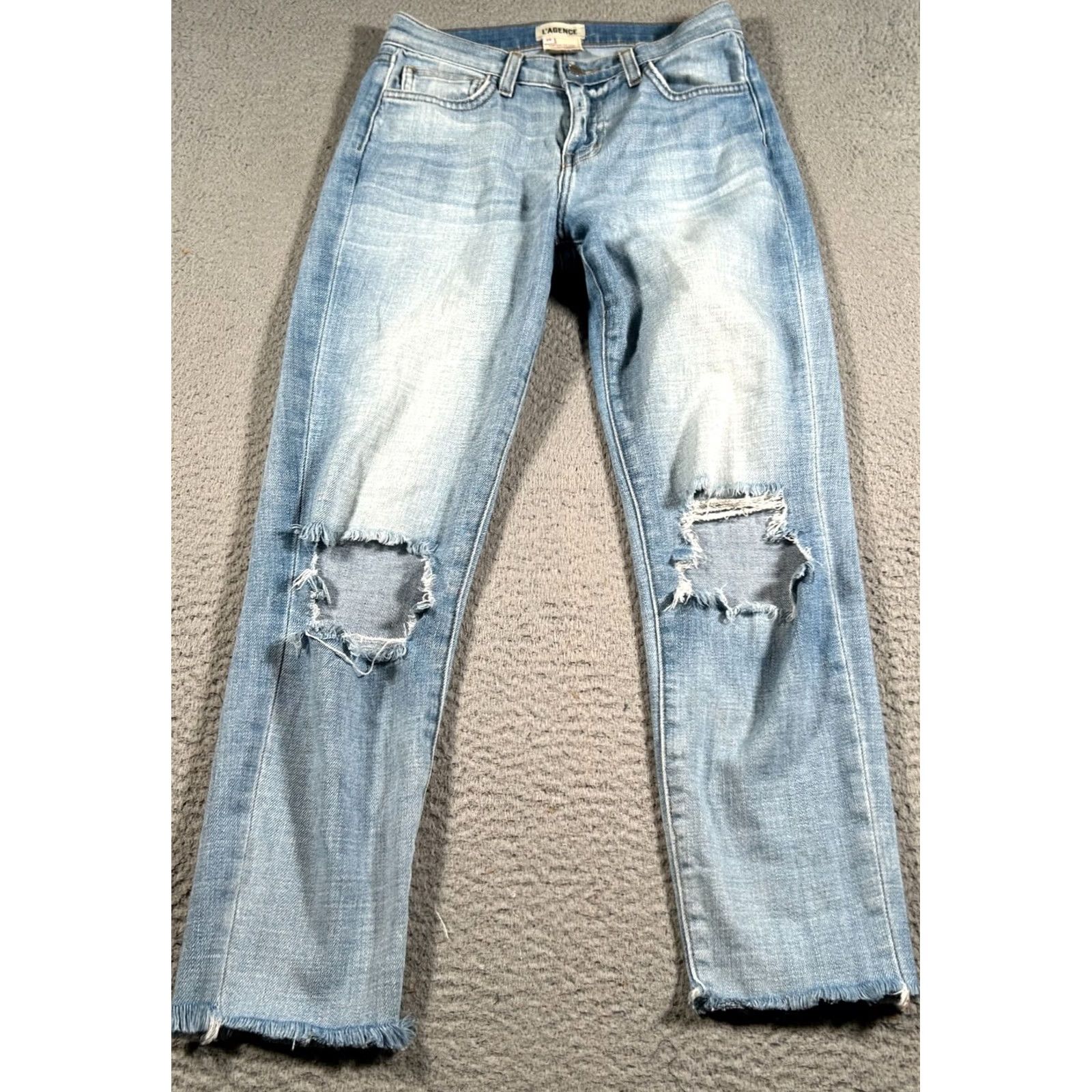 L'AGENCE L'AGENCE El Matador Jeans Women 26x24 Blue High Rise Slim Skinny Distressed Denim Zip Tapered Modern 90s style Mens Womens Guess? Size 26" / US 2 / IT 38 - 2 Thumbnail