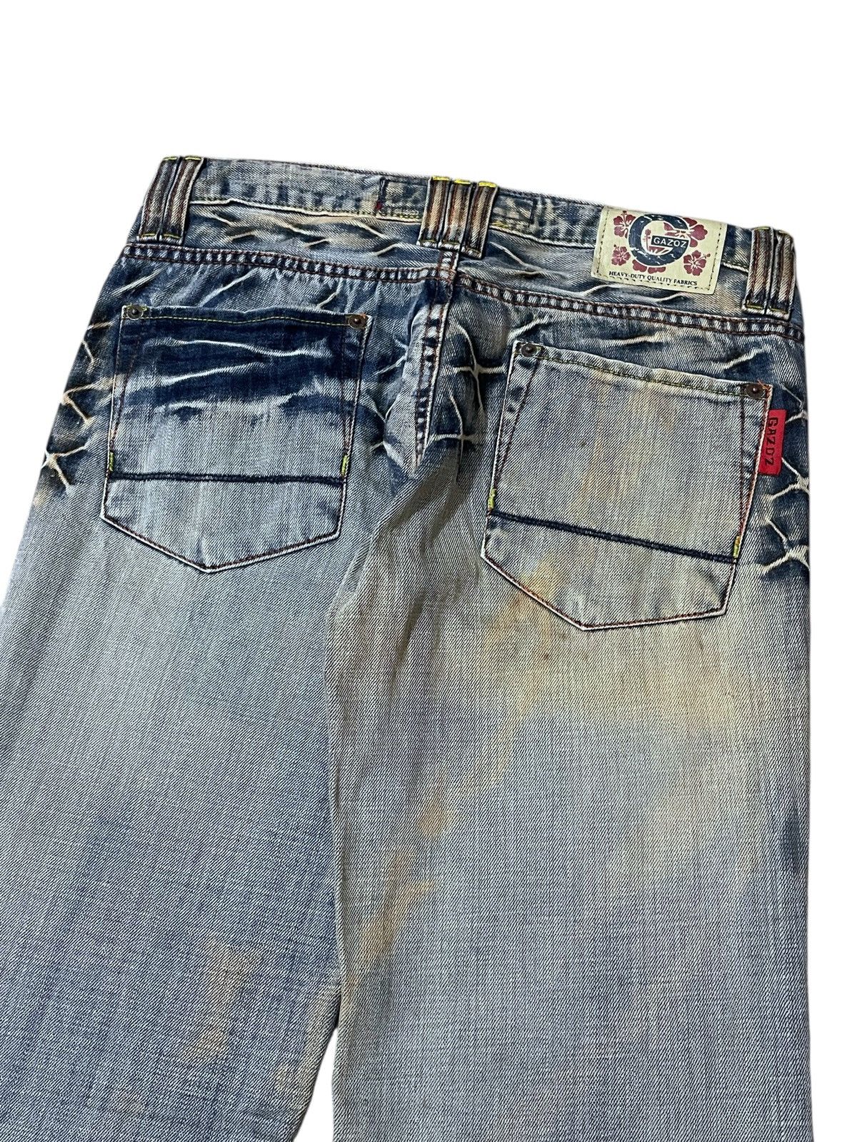 GOSTAR DE FUGA FLARED💥 GAZOZ Web Dirted Style Rebel Denim Washed Size US 31 - 12 Thumbnail