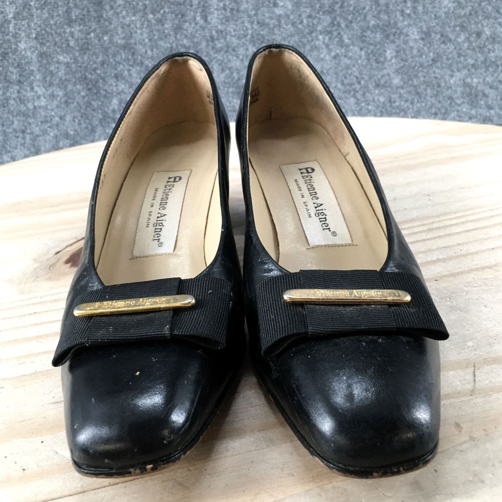 Aigner Aigner Pumps Womens Black Savannah Slip On Leather Comfort Casual Size US 7 / IT 37 - 7 Thumbnail