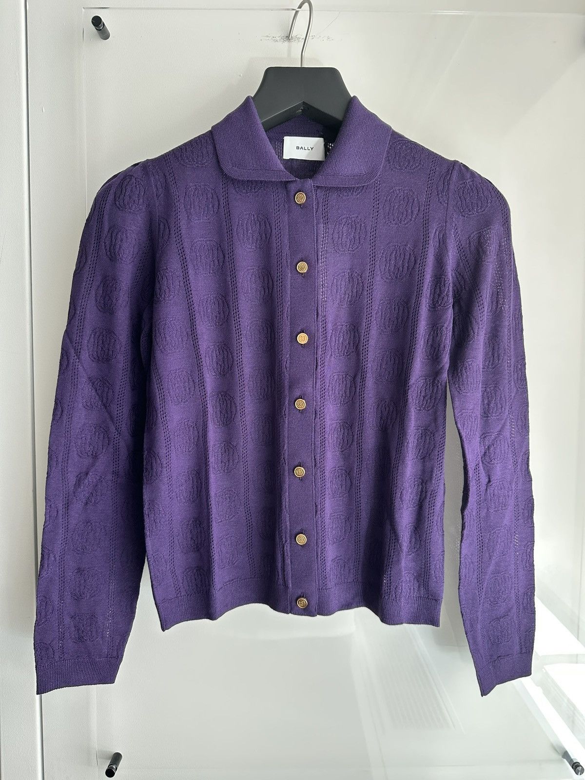 Bally Logo Woven Polo Collared Cardigan w/ Gold Button Size XXS / US 00 / IT 34 - 1 Thumbnail