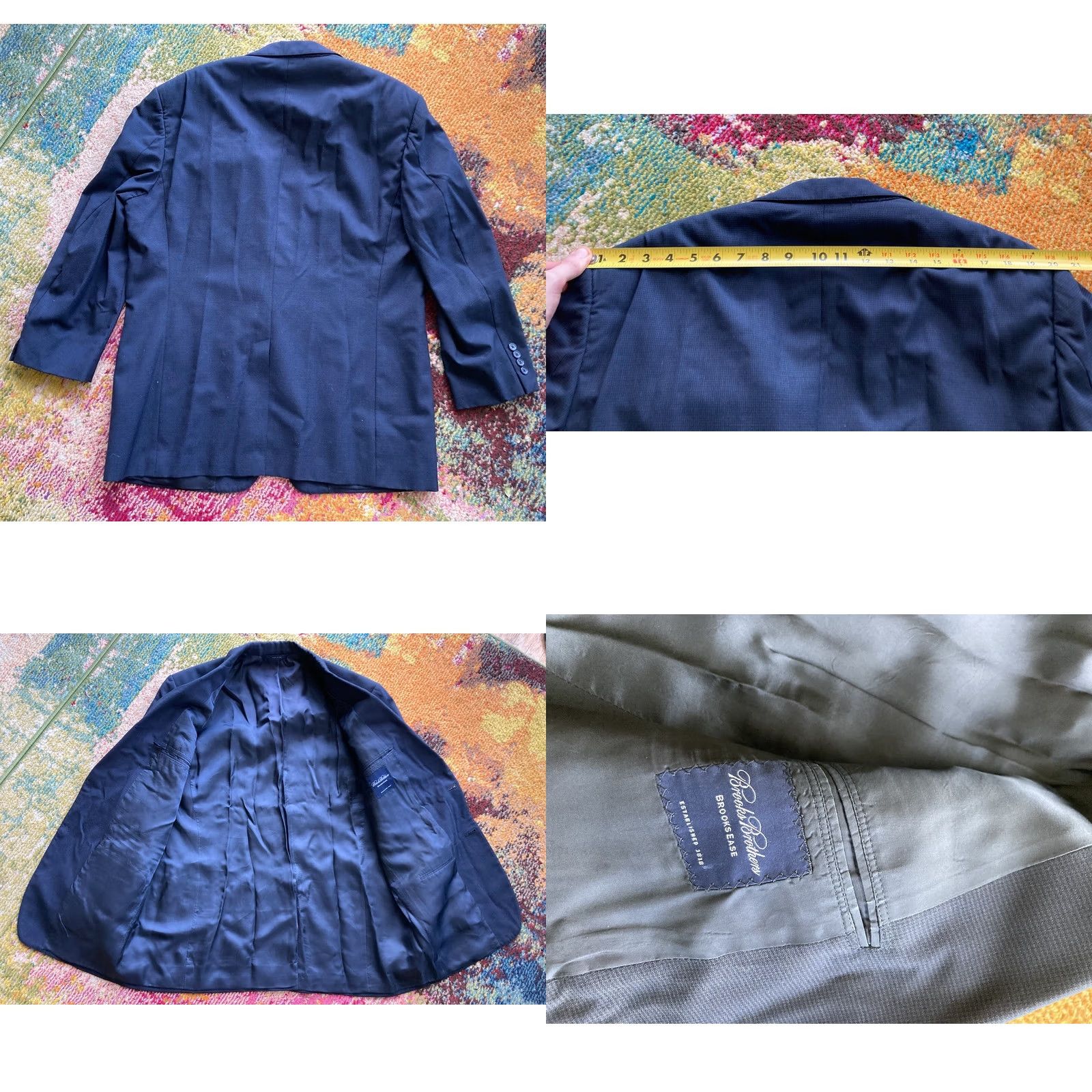 Brooks Brothers Brooks Brothers Brooksease Mens Blazer Size 44R Navy Blue Houndstooth 100% Wool Size 44R - 8 Thumbnail