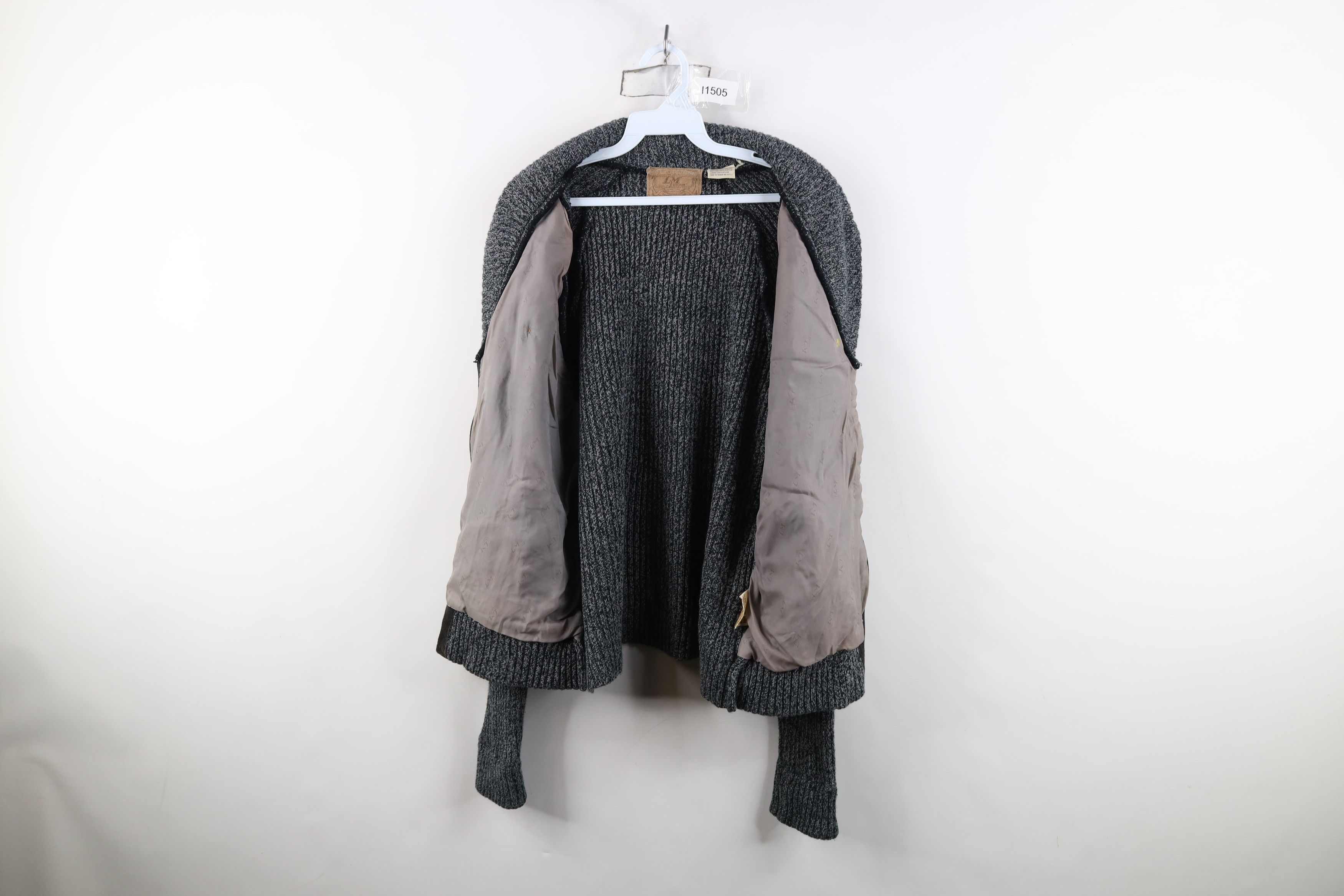 Vintage Vintage 70s Streetwear Leather Knit Sweater Jacket Swacket Size US L / EU 52-54 / 3 - 11 Thumbnail
