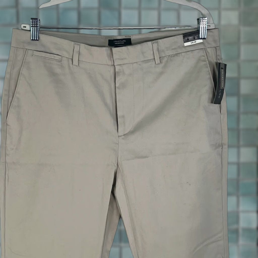 Vintage Structure Collection Mens Mid Rise Slim Fit Classic Beige Dress Pants 34X32 Size US 34 / EU 50 - 1 Thumbnail
