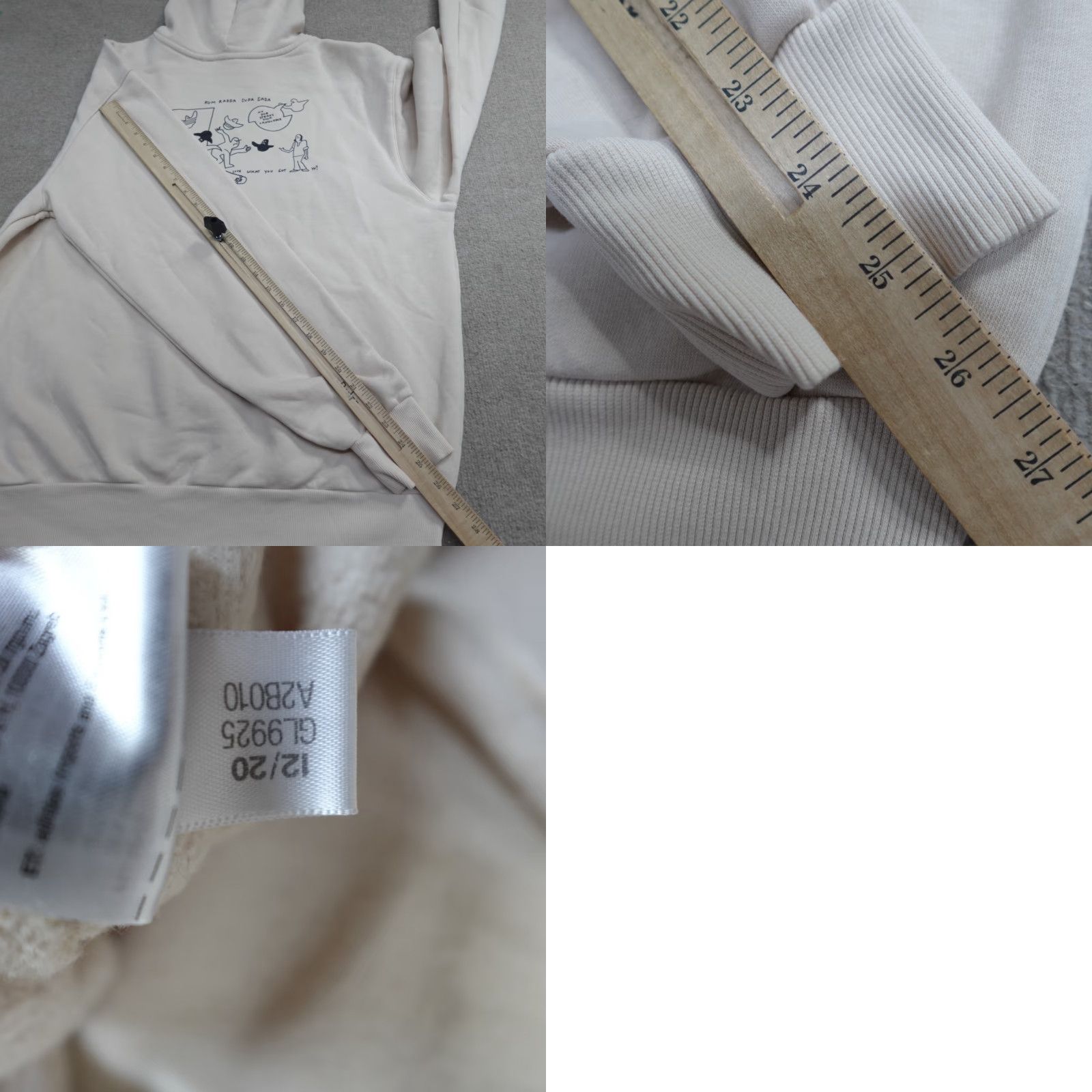 Adidas VINTAGE adidas Sweatshirt XL Beige Double Sided Hoodie Pacho Macho Skateboarding Men Mens Winter Pullover USA Graphic Print Cotton Blend Size US XL / EU 56 / 4 - 8 Thumbnail