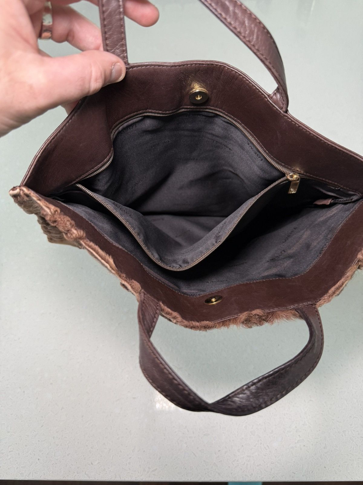 Loewe Loewe Karakul (Persian) Lambswool Tote with Lambskin Handles Size ONE SIZE - 13 Thumbnail