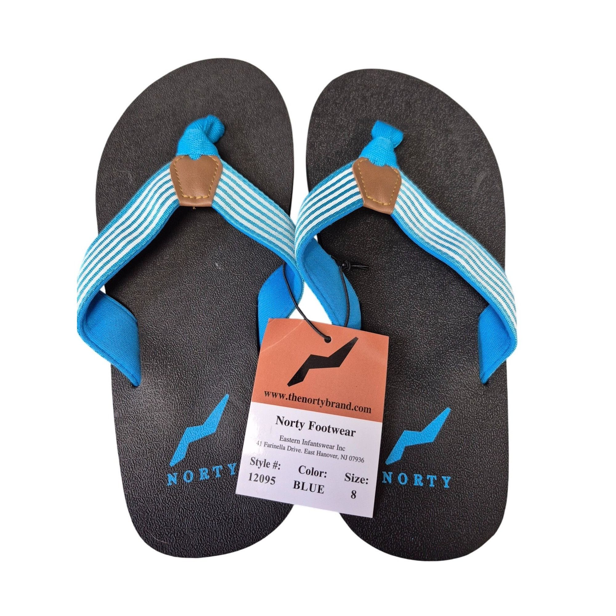 Other Norty Womens Blue Flip Flops With Striped Straps And Texture Size US 8 / IT 38 - 2 Thumbnail
