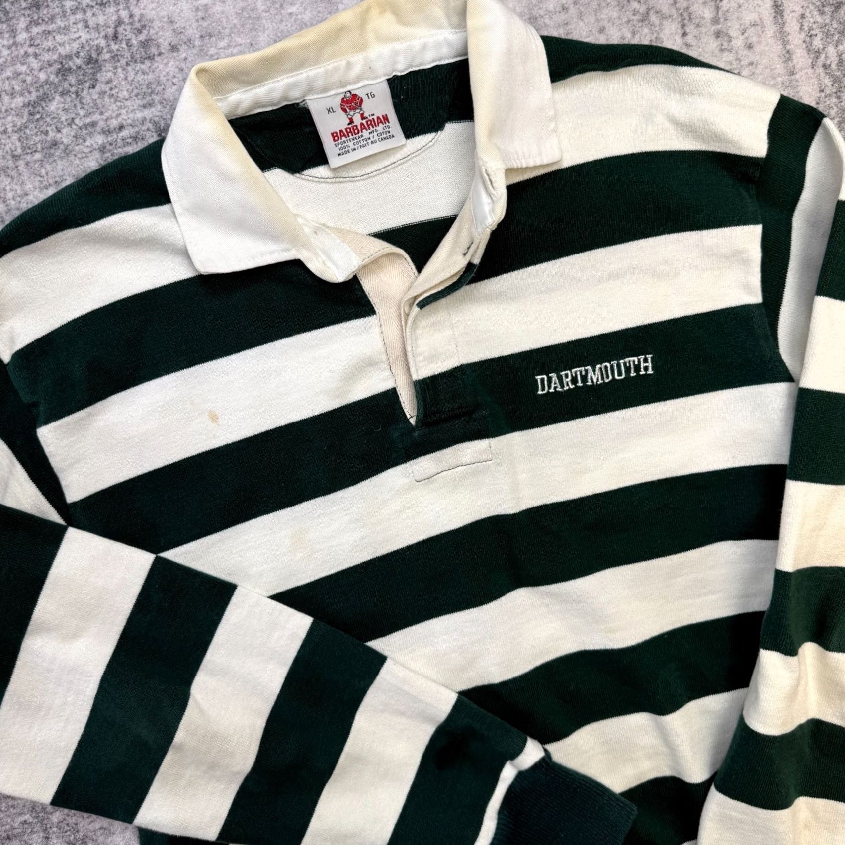 Barbarian VTG Barbarian Dartmouth College Rugby Shirt Mens XL Striped Polo Size US XL / EU 56 / 4 - 2 Thumbnail