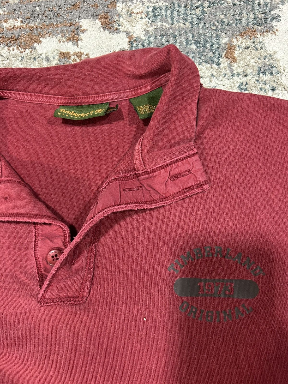 Vintage Vintage Timberland Weathergear Red Collared Sweatshirt Size US XL / EU 56 / 4 - 2 Thumbnail