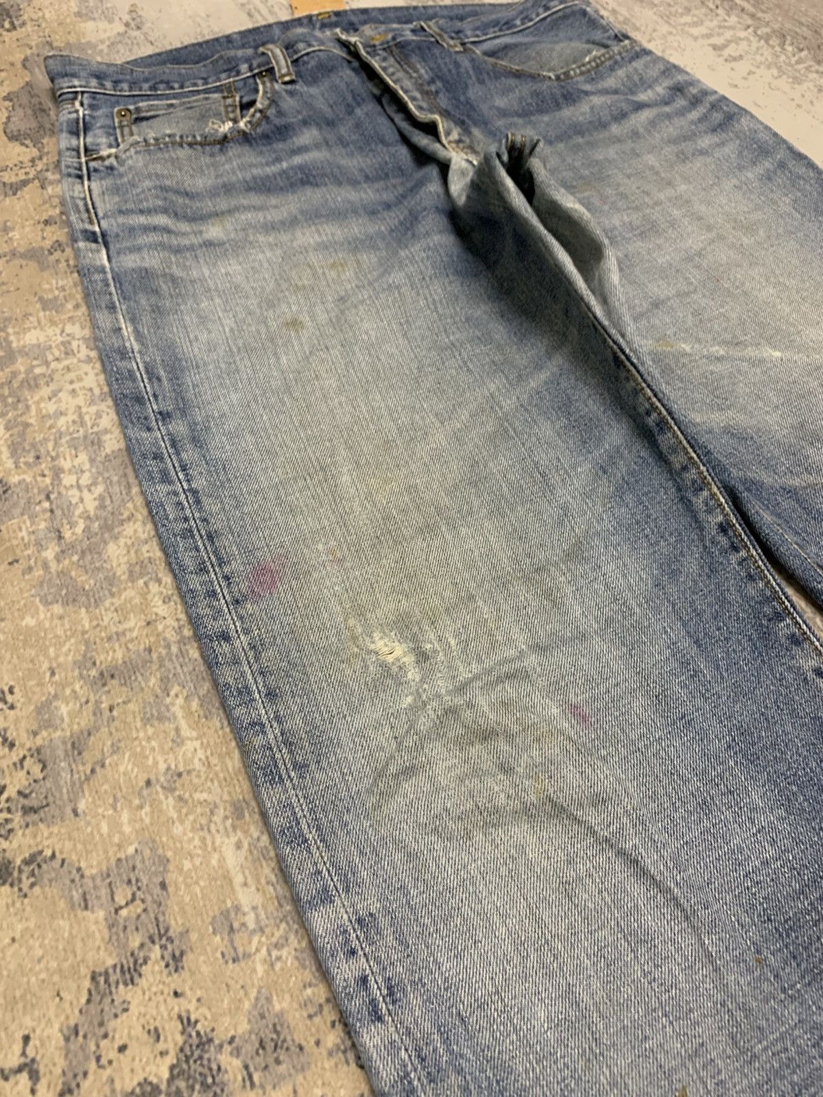 Uniqlo W35x31 90s Style Uniqlo Rusty Mudwash Distressed Denim Jean Size US 35 - 3 Thumbnail