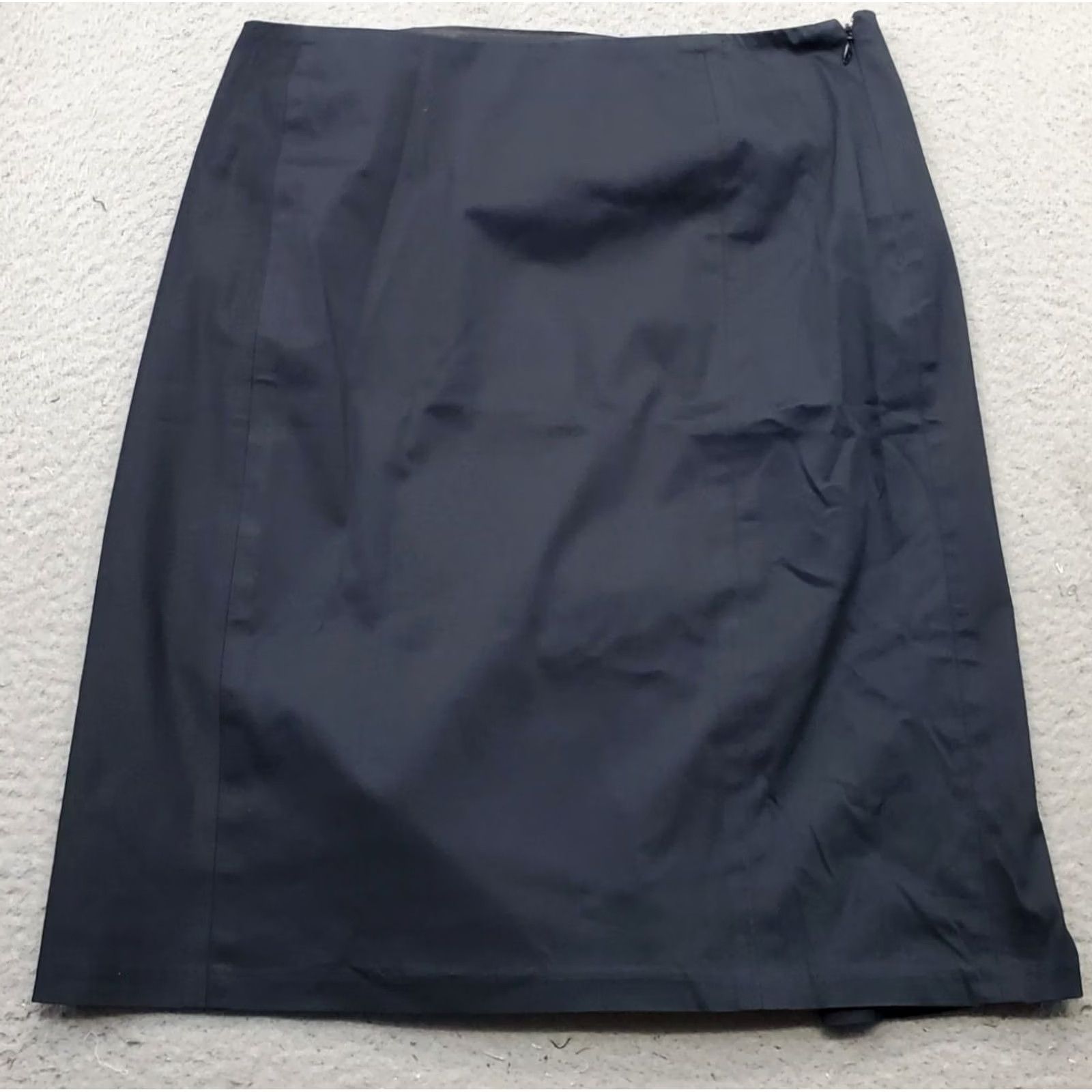 Vintage Apostrophe Women's Skirt: Straight & Pencil, Size 12, Black Cotton Stretch, Side Zip, 16.75" Waist, 23.25" Length, Pre-owned Size 34" / US 12 / IT 48 - 2 Thumbnail