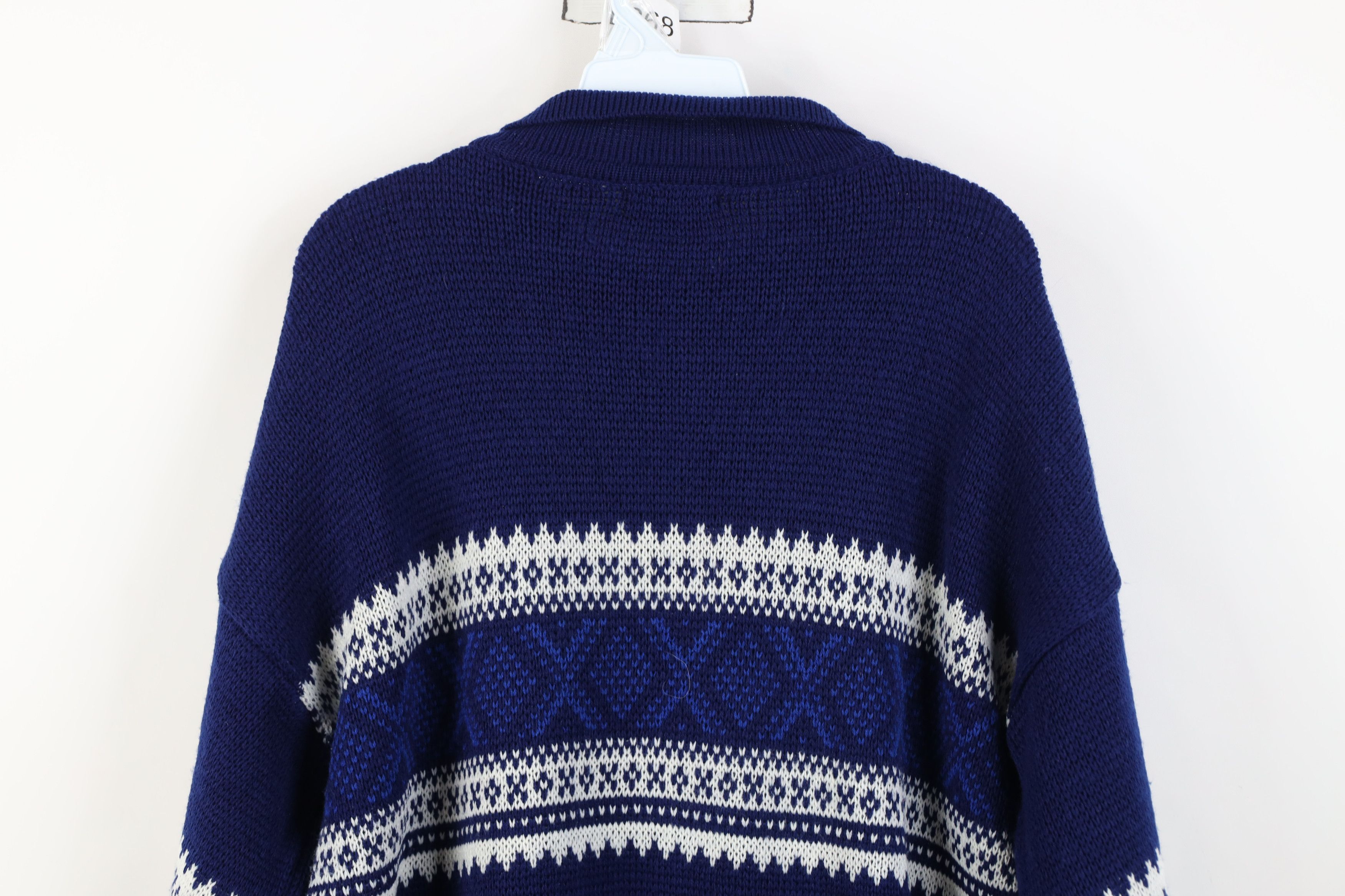 Vintage Vintage 90s Streetwear Collared Pullover Sweater Blue Size US L / EU 52-54 / 3 - 9 Thumbnail