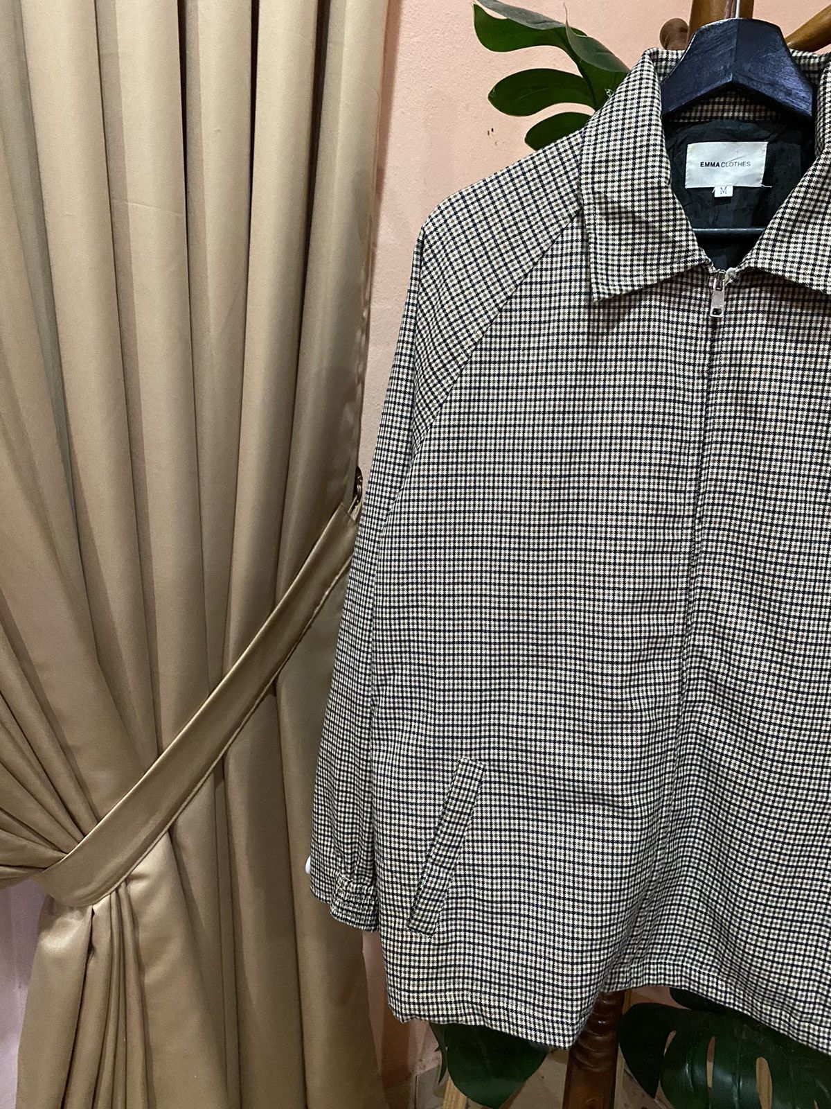 Japanese Brand Emma Clothes Plaid Jacket - Beige Checkered Zip-Up - Unisex Size US M / EU 48-50 / 2 - 5 Thumbnail