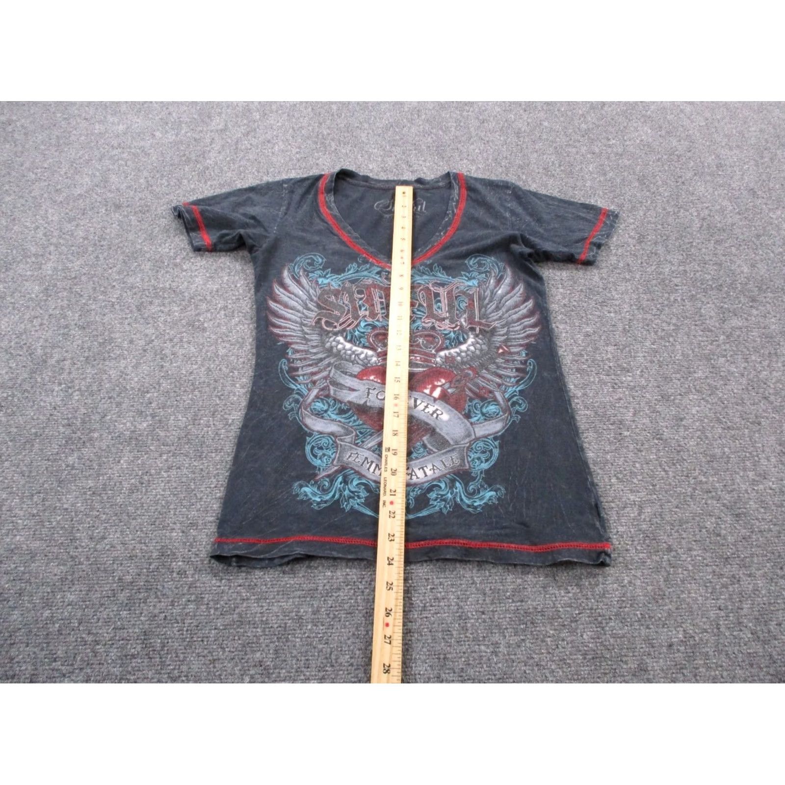 Affliction Affliction Shirt Womens M Black Heart Wings Graphic Forever Femme Fatale Biker Size M / US 6-8 / IT 42-44 - 3 Thumbnail