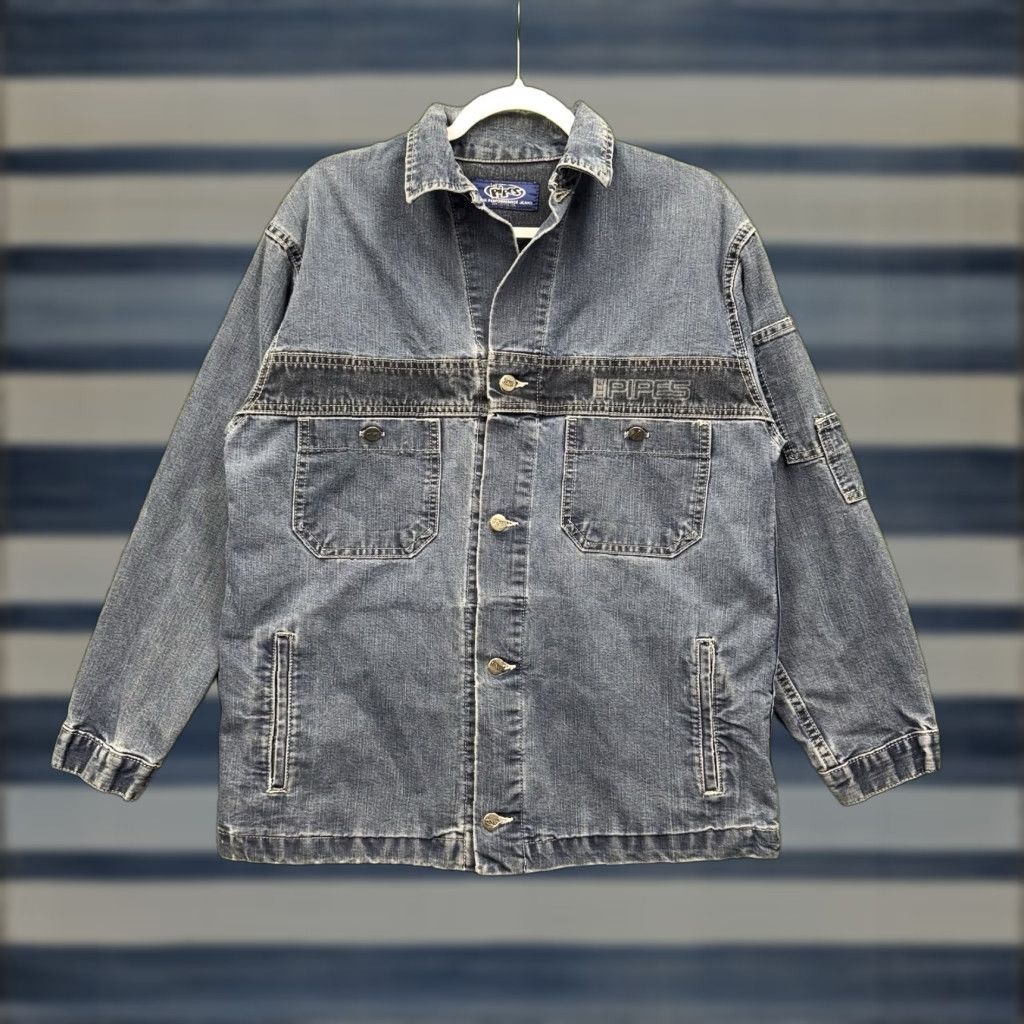 Lee VINTAGE Lee Pipes Jacket Men S Denim Blue 90s Grunge BMX Skateboarding Outdoor Hip Hop Hipster Size US 29 - 1 Thumbnail