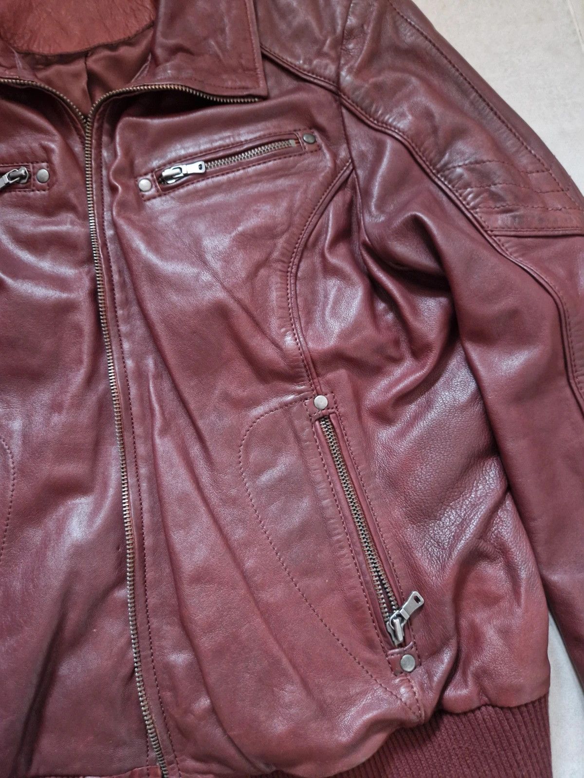 Vintage Nappa lamb leather jacket, Opium Drip, Rick Raglan style. Size US M / EU 48-50 / 2 - 6 Thumbnail