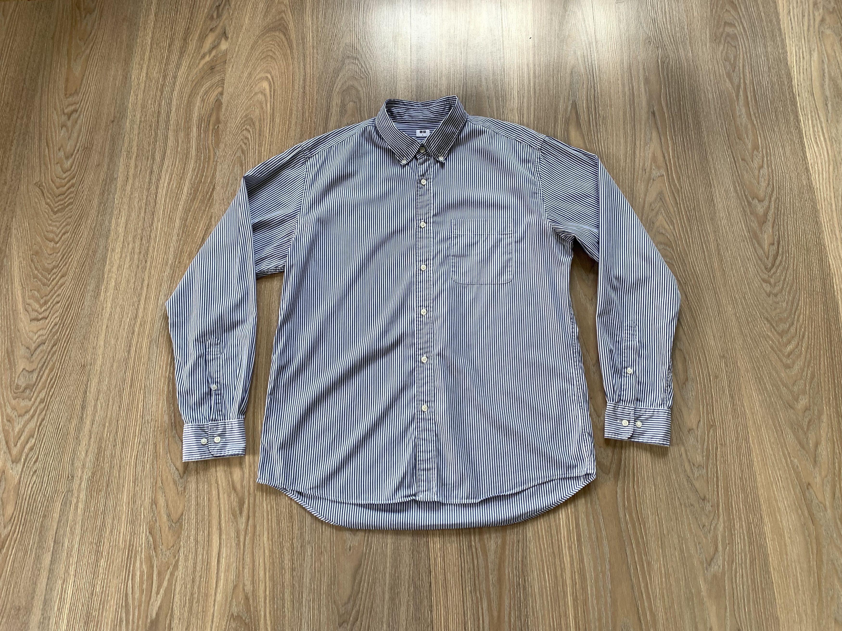 Uniqlo × Vintage Uniqlo Cotton Long Sleeve Stripe Button Down Shirt Size US L / EU 52-54 / 3 - 1 Thumbnail