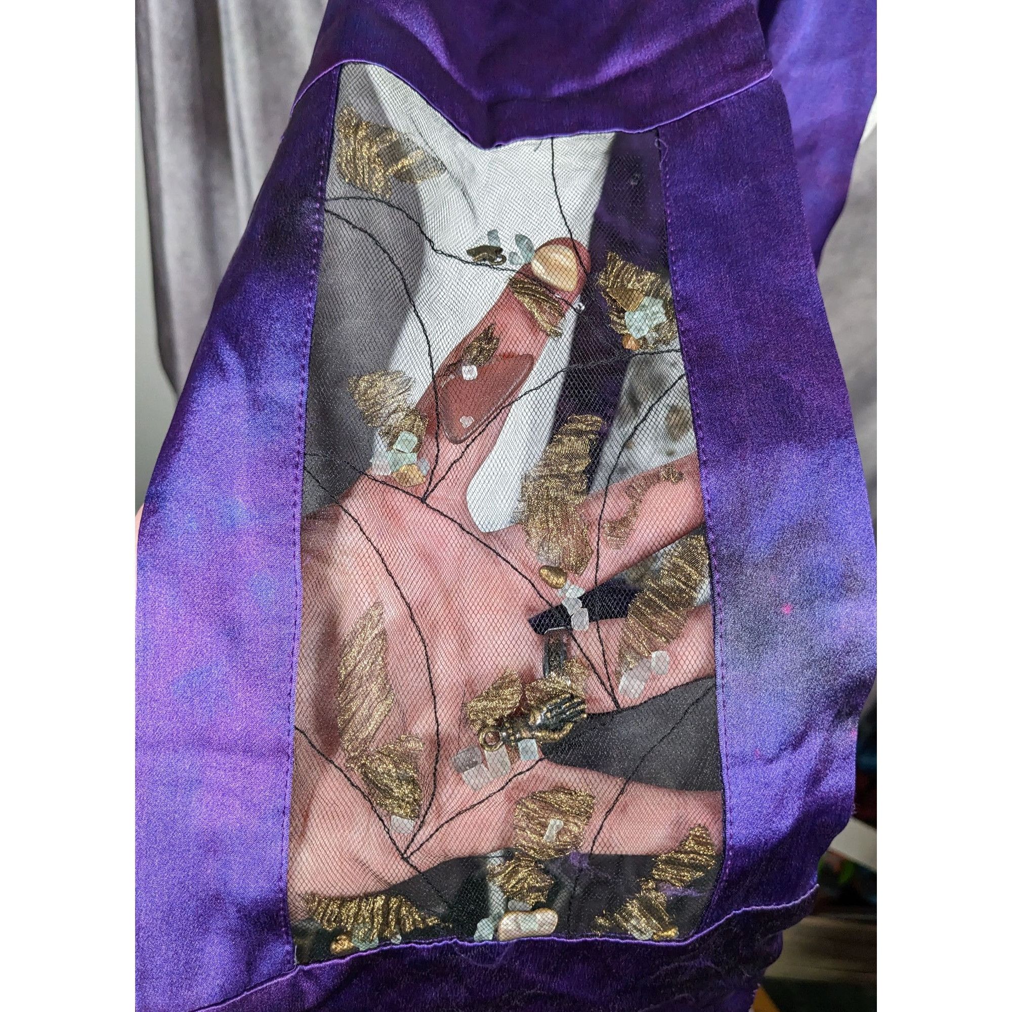 Other Gothic Mystic Purple Mottled Scarf With Crystal And Charm In Size ONE SIZE - 7 Thumbnail