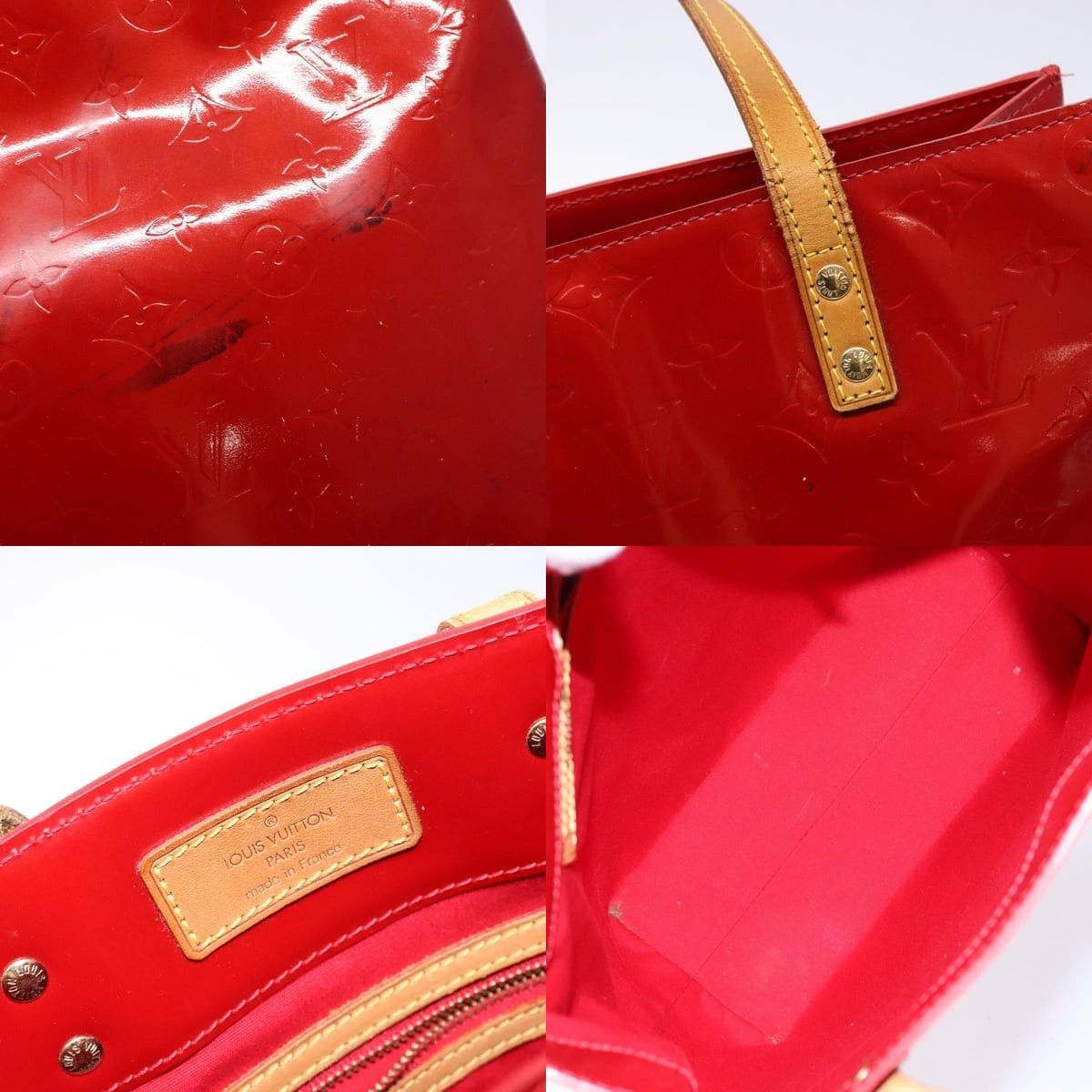 Louis Vuitton LOUIS VUITTON Monogram Vernis Reade MM Hand Bag Red Rouge Size ONE SIZE - 11 Thumbnail