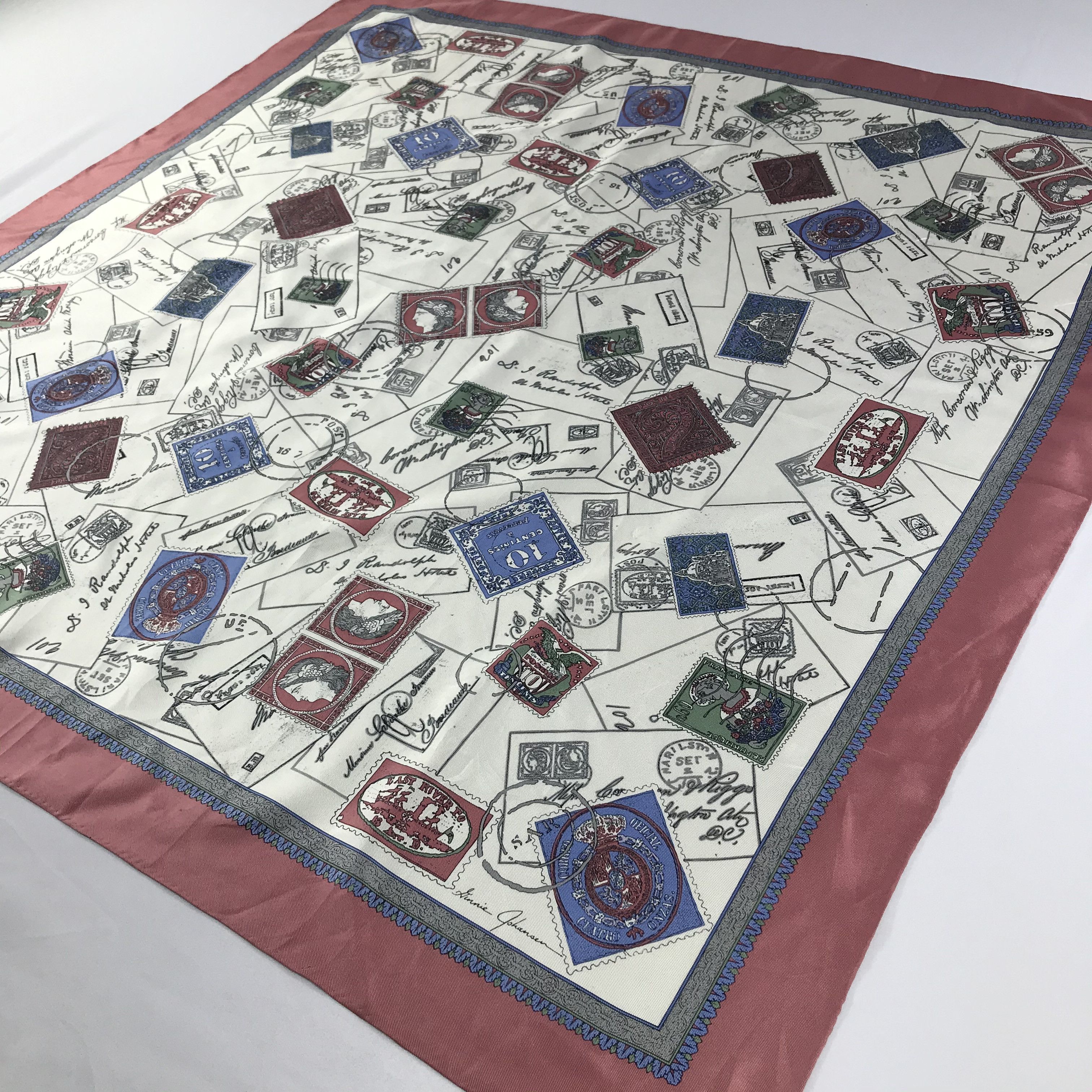 Vintage Ginnie Johansen Stamps Silk Scarf M108 Size ONE SIZE - 3 Thumbnail