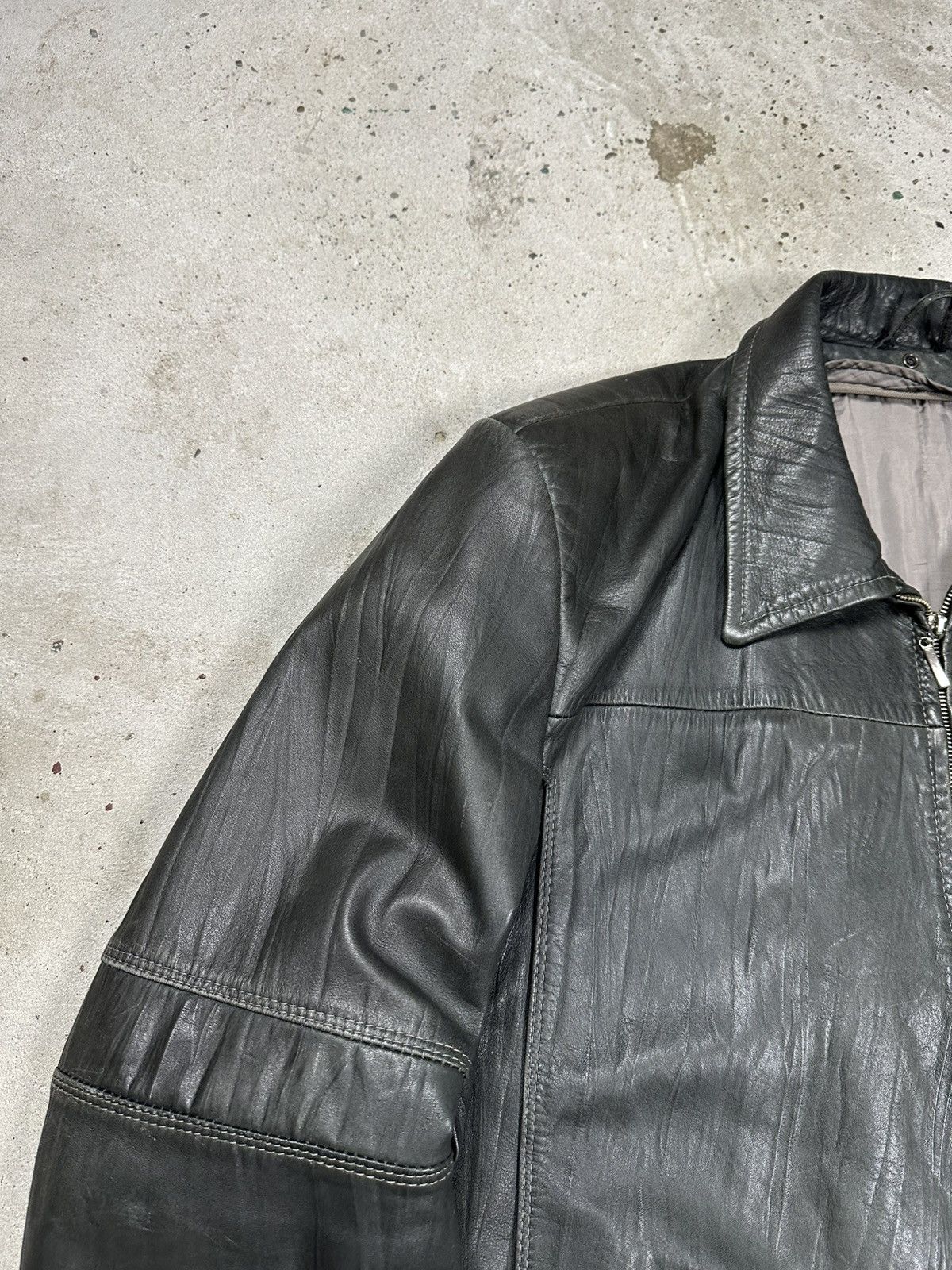 Genuine Leather Vintage Y2K Distressed Bottle Green Genuine Leather Jacket Size US XXL / EU 58 / 5 - 4 Thumbnail