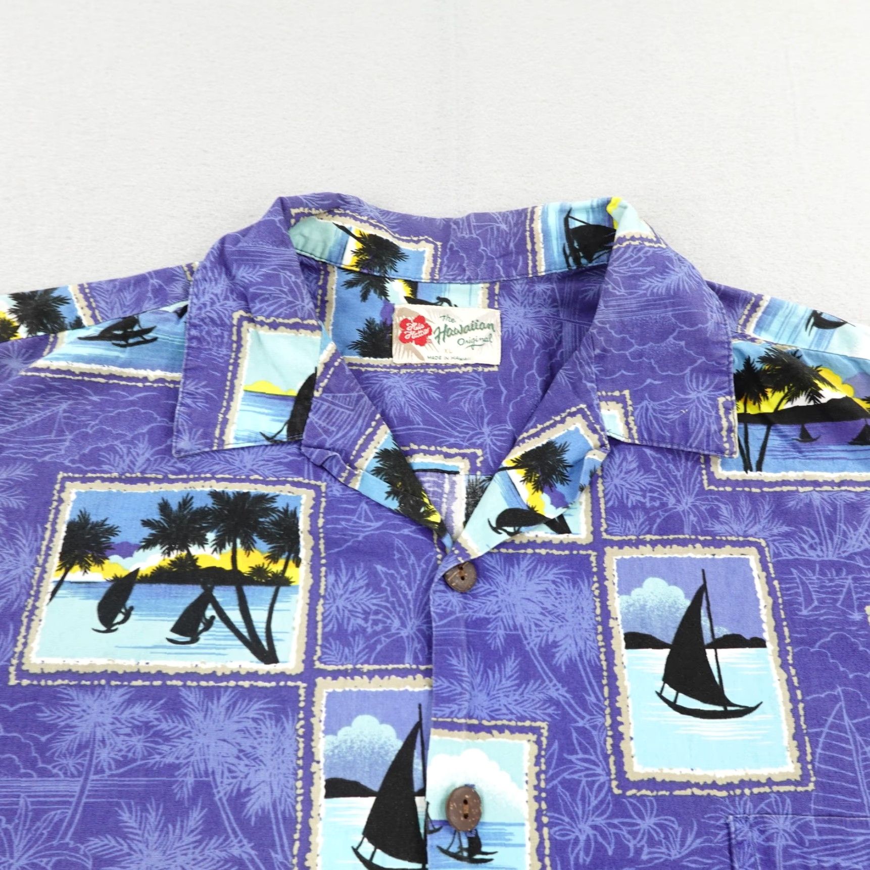 Hilo Hattie VINTAGE Hilo Hattie Button-Up Shirt Mens XL Blue Hawaiian Sailboats Palm Trees Aloha Tropical Casual Size US XL / EU 56 / 4 - 2 Thumbnail