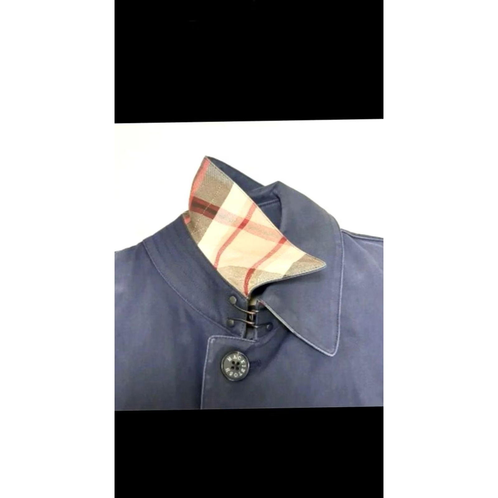 Mackintosh MACKINTOSH Balmacaan Coat with Liner Navy Long Rubberized Jacket Mens M Navy Plaid Pattern Vintage Size US M / EU 48-50 / 2 - 5 Thumbnail
