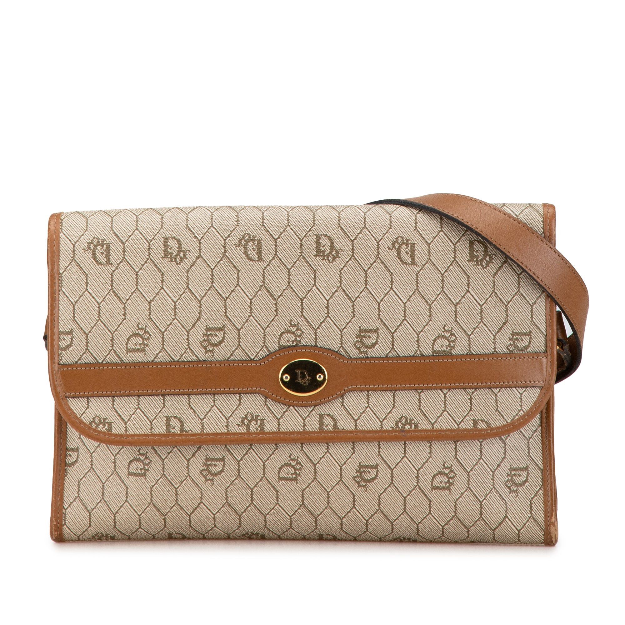 Dior Dior Honeycomb Coated Canvas Crossbody Brown Size ONE SIZE - 1 Thumbnail