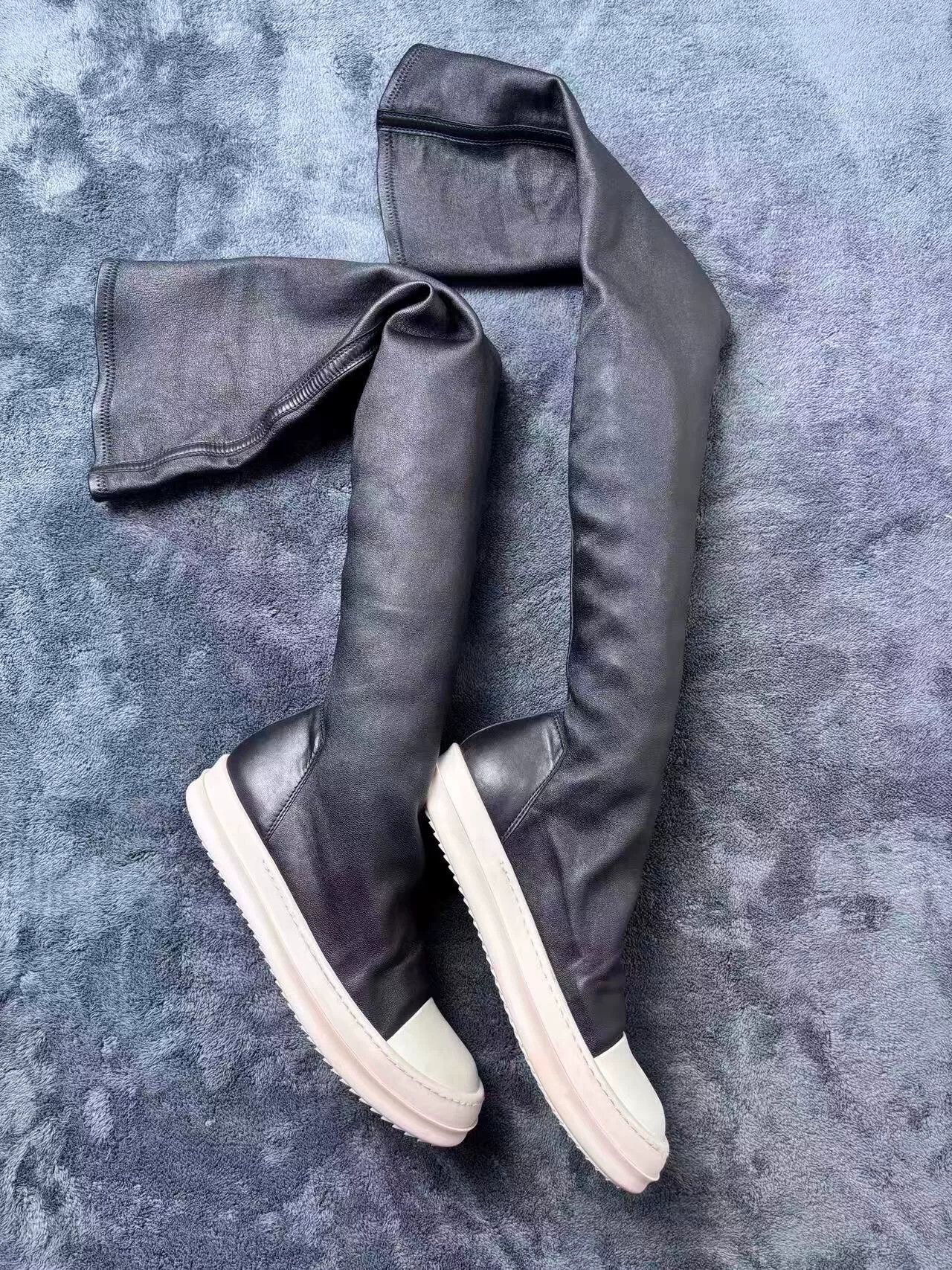Rick Owens Rick Owens Leather Long White Lowtop Sneakers 38 Men Size US 6 / EU 39 - 1 Thumbnail
