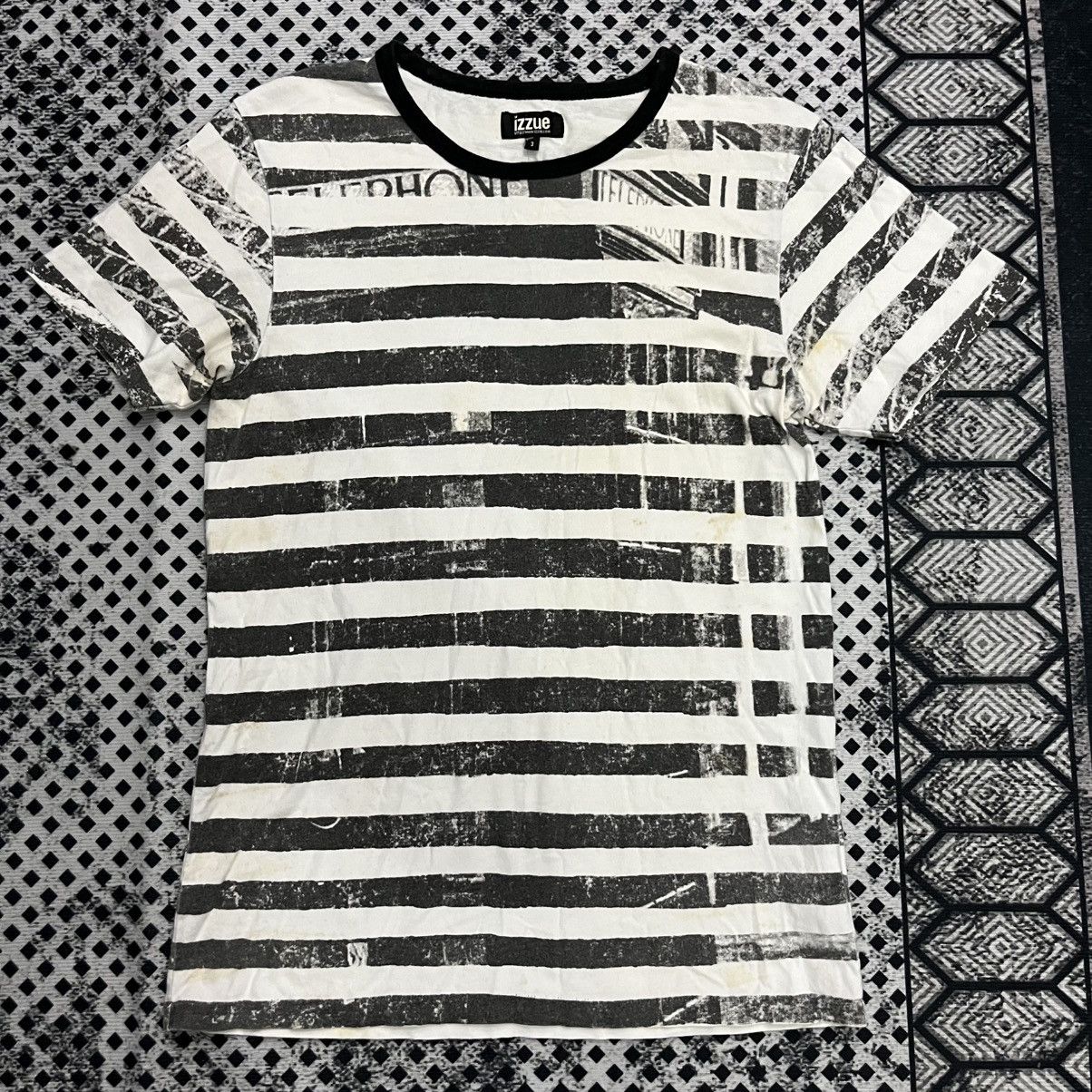 izzue 💥Izzue Japanese Designer Full Stripe Printed Punk T shirts Size US S / EU 44-46 / 1 - 2 Thumbnail