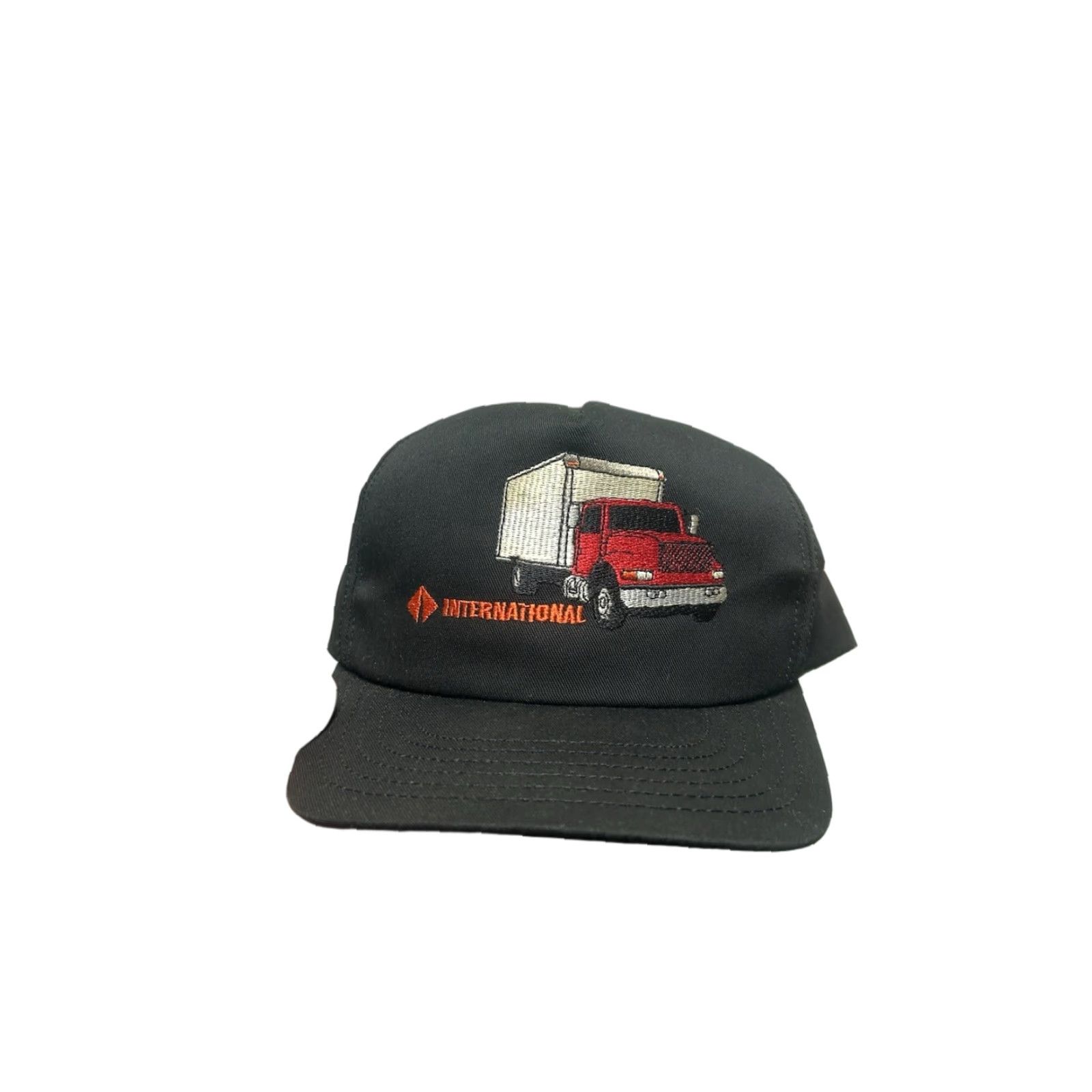 Vintage VINTAGE 80s 90s Snapback Hat Cap International Truck Black Adjustable USA Made Men Adjustable Black USA Snapback Mens Hats Size ONE SIZE - 1 Thumbnail