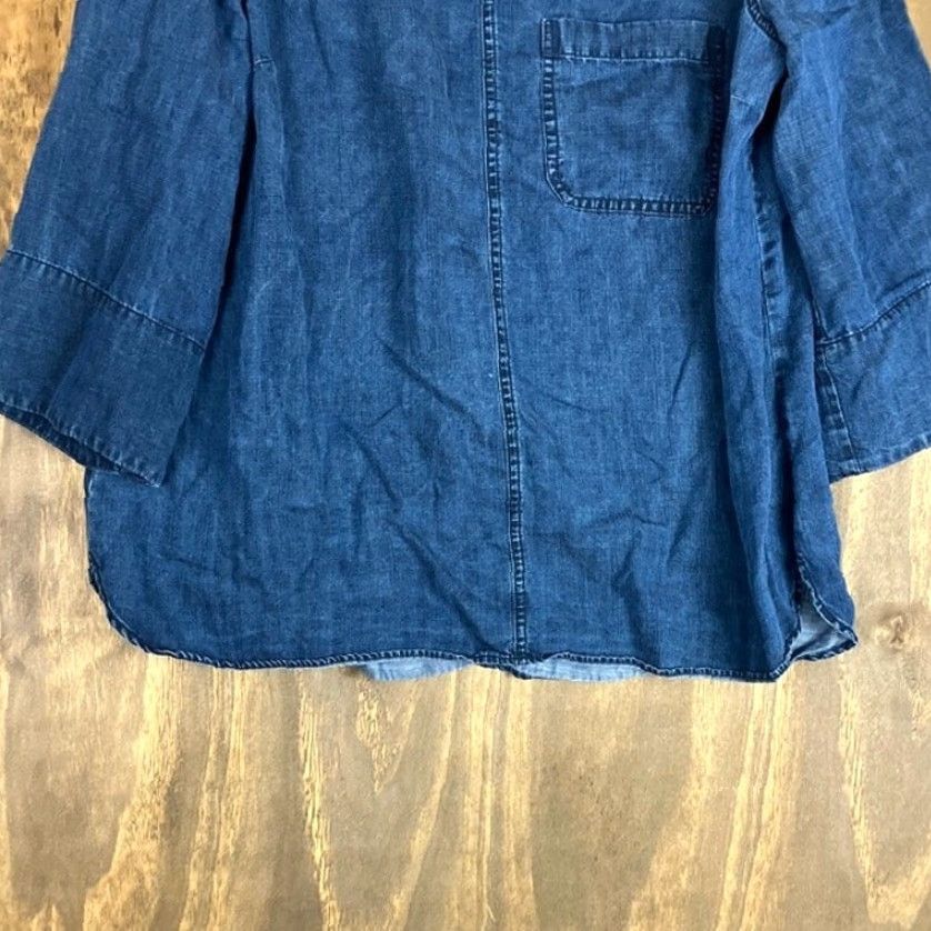 Soft Surroundings Soft Surroundings Shirt Blue Scoop Neck 3/4 Sleeve Tencel Large Womens Regular Adult L Casual Workwear Size L / US 10 / IT 46 - 3 Thumbnail