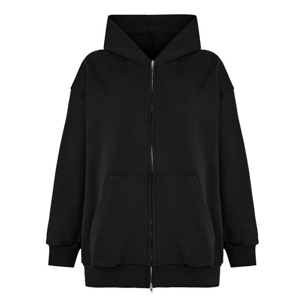 o1g2r1mq0924 Cotton Jersey Zip Up Hoodies in Washed Black