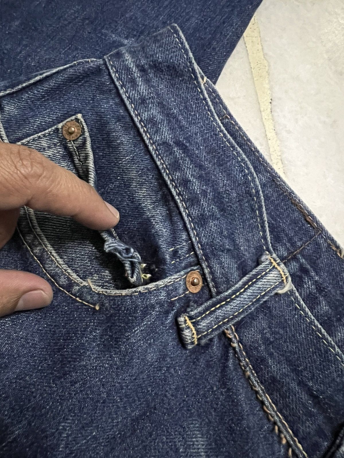 Japanese Brand 80’s H.R Market Blue Blue Japan Selvedge Jean Size US 31 - 24 Thumbnail