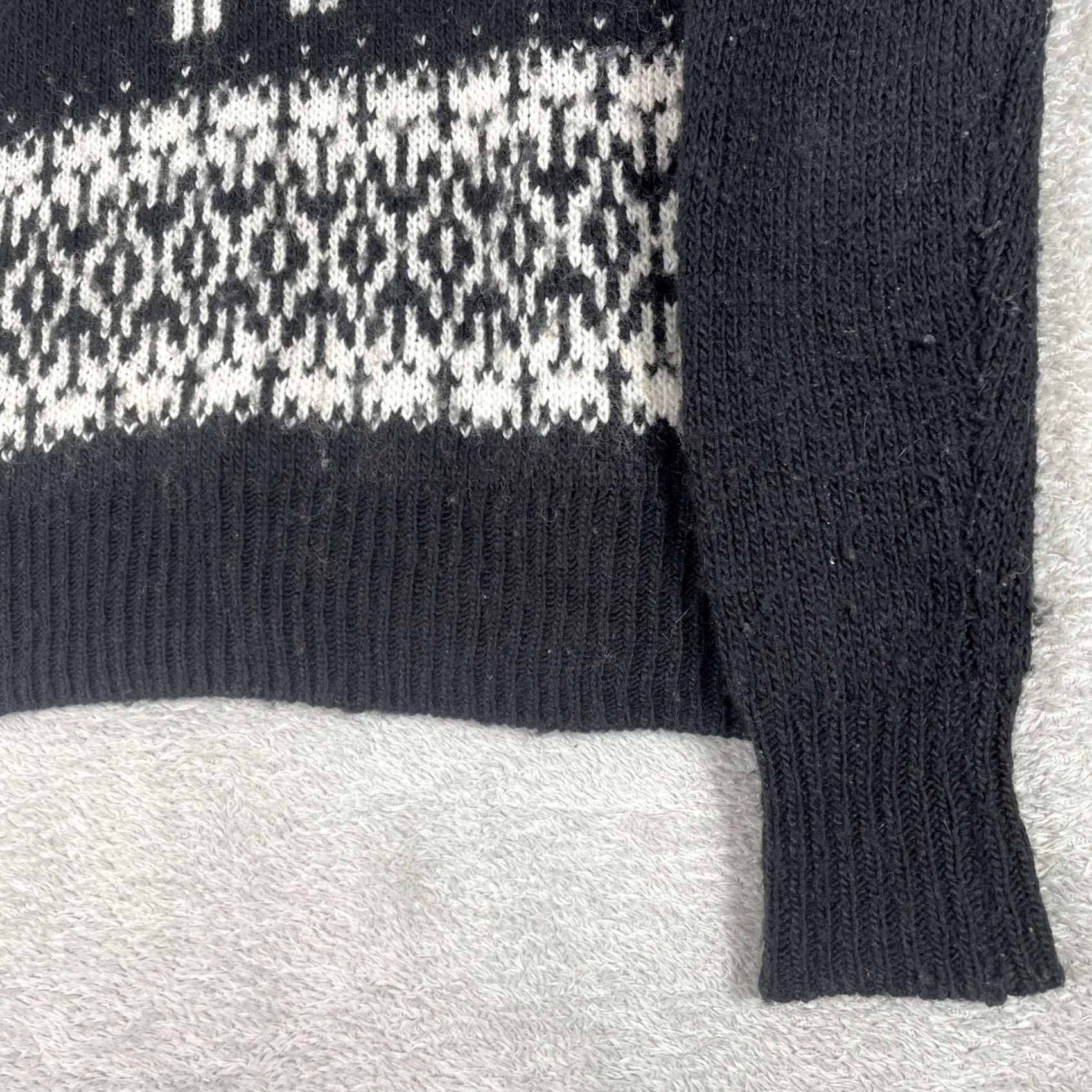 Vintage Ruby Moon Sweater Womens S Black Fair Isle Reindeer White Nordic Knit Cozy Size S / US 4 / IT 40 - 5 Thumbnail