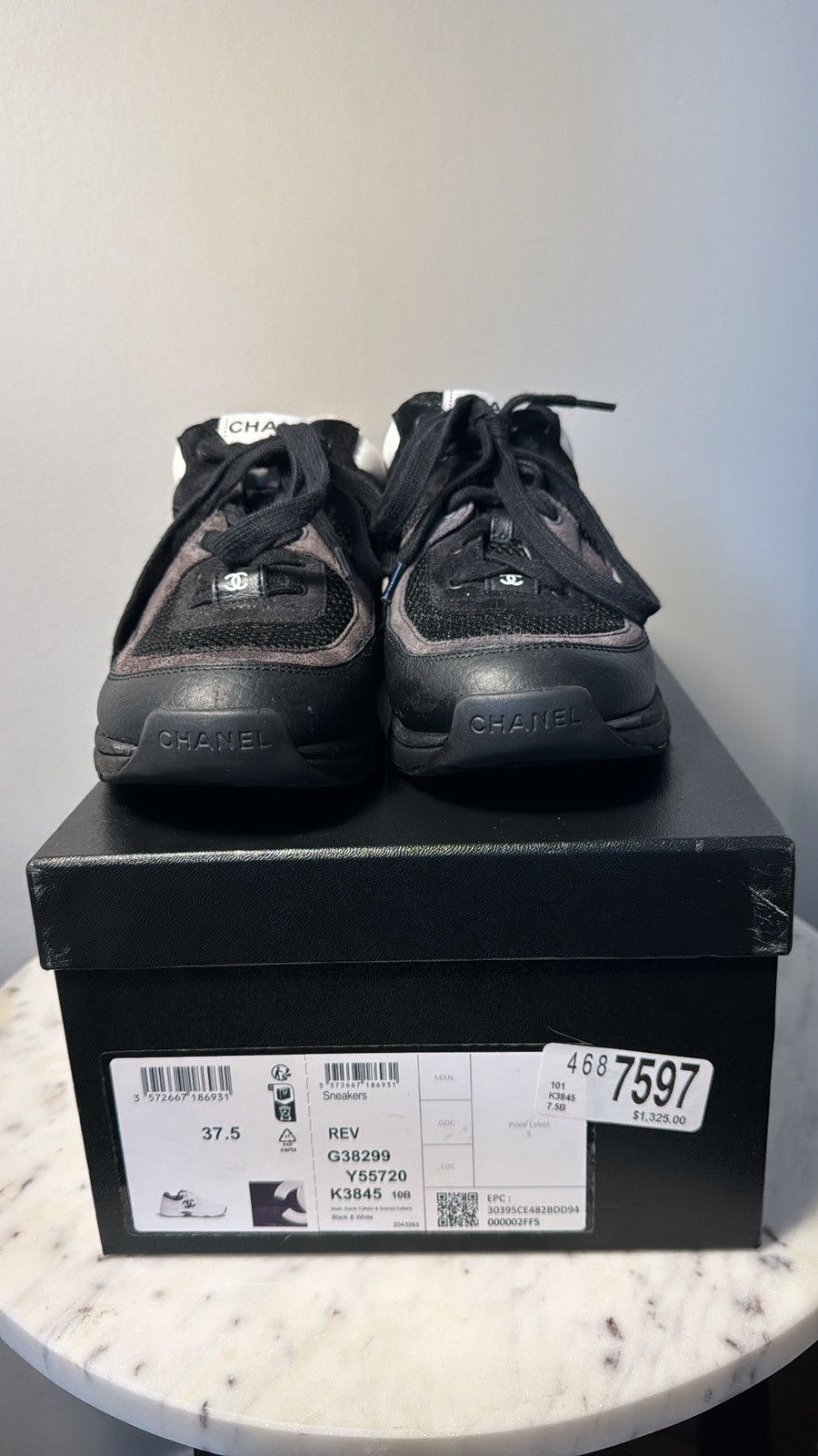 Chanel Mesh, Suede Calfskin & Grained Calfskin Black & White Size US 7.5 / IT 37.5 - 2 Thumbnail