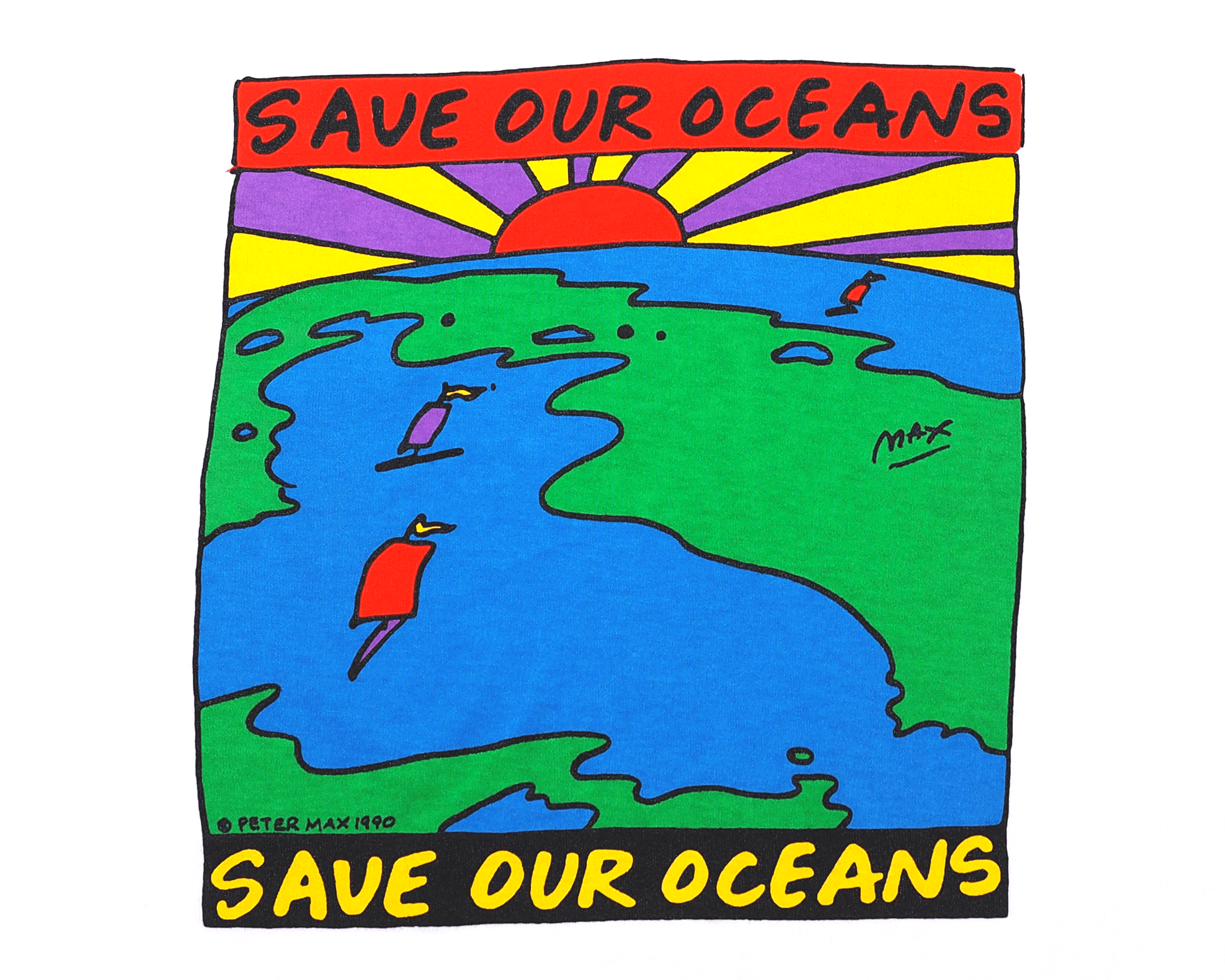 Vintage Vintage 1990s Peter Max Save The Planet Ringer Shirt L Size US L / EU 52-54 / 3 - 5 Thumbnail