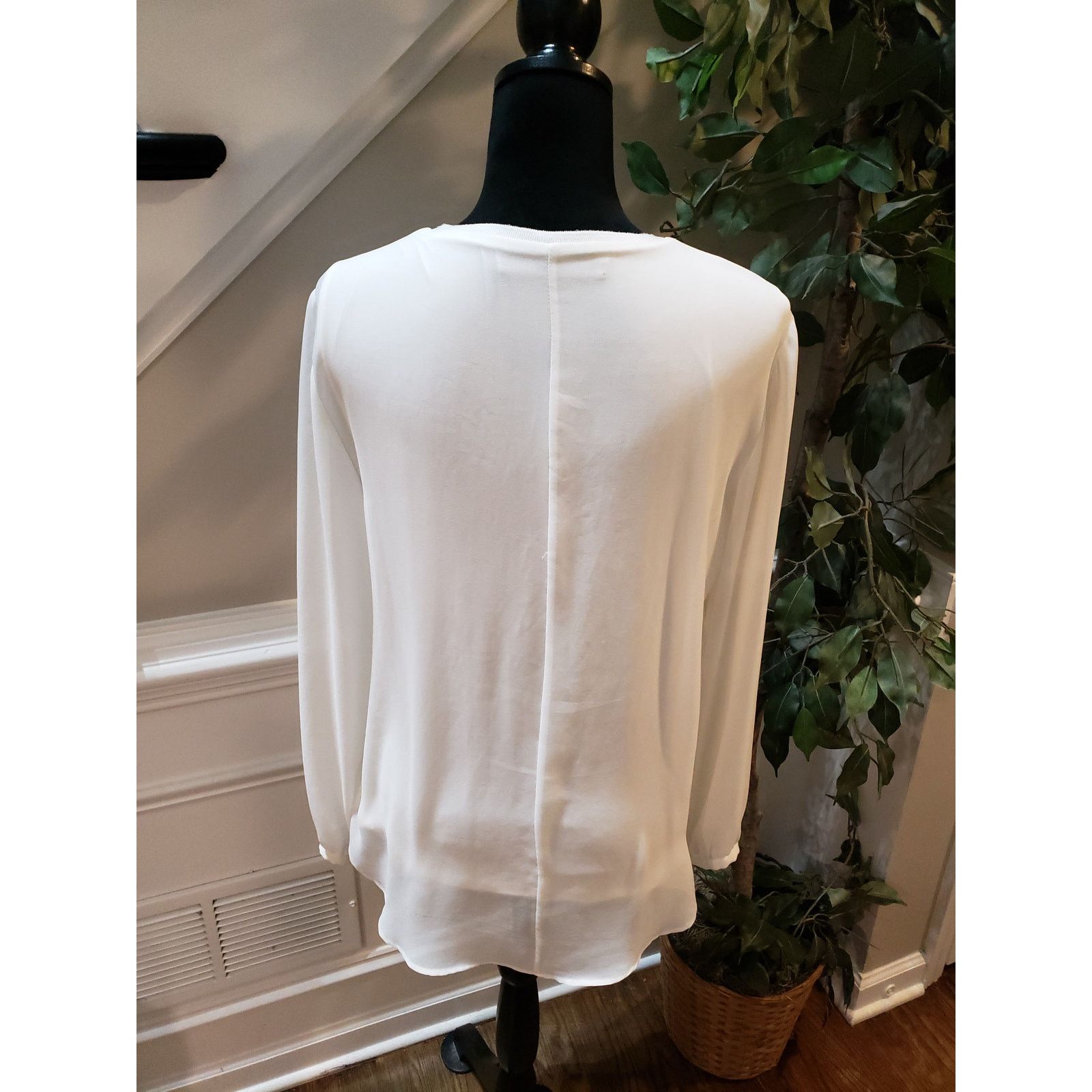 Zara Zara Woman Blouse White Sheer Long Sleeve Medium Top Size M / US 6-8 / IT 42-44 - 8 Thumbnail