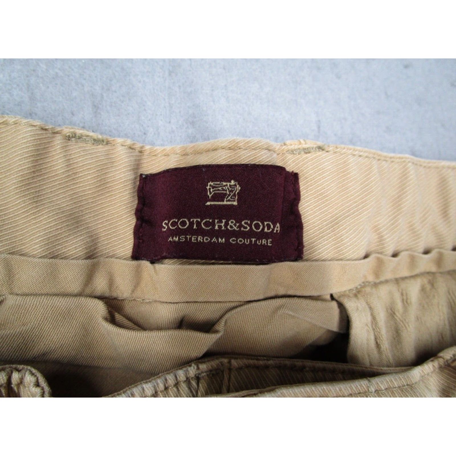 Scotch & Soda SCOTCH & SODA Mens Warren Khaki Pants 33x32 Straight Slim Beige Cotton Blend 5-Pocket Logo Vintage: No Men Size US 31 - 3 Thumbnail