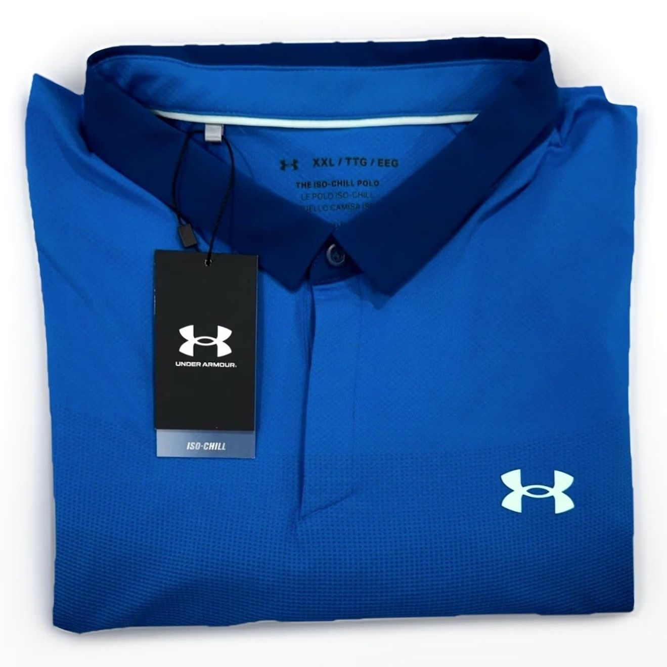 Under Armour Under Armour Iso-Chill Performance Polo Shirt Men’s 2XL Loose Fit Blue Polo Shirt Training Mens Size US XXL / EU 58 / 5 - 2 Thumbnail