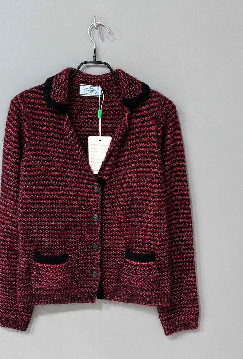 Prada Prada Black and red tweed knitted cardigan jacket 2504-Next Size XS / US 0-2 / IT 36-38 - 2 Thumbnail