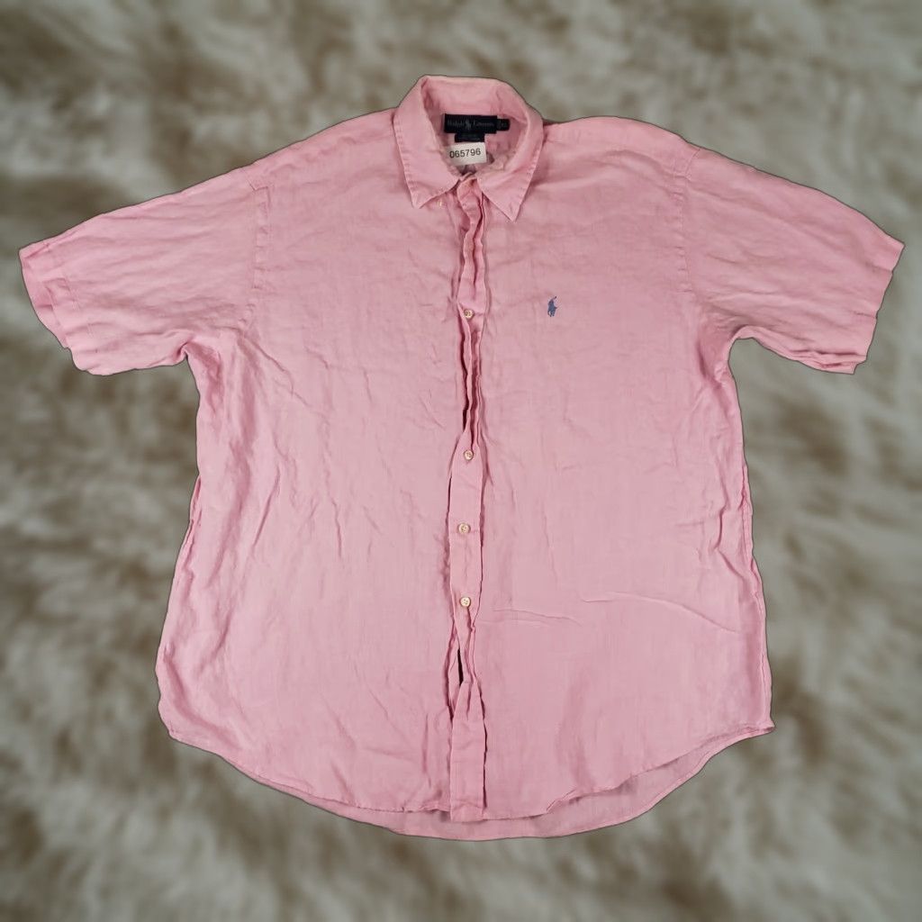 Ralph Lauren Ralph Lauren Shirt Mens XL Pink Linen Blake Pony Button Up Short Sleeve Size US XL / EU 56 / 4 - 1 Thumbnail
