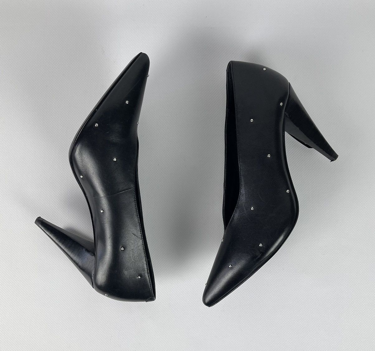 Designer ALLSAINTS Adrianna Court Shoes Platform Heels Leather Black Size US 7 / IT 37 - 8 Thumbnail