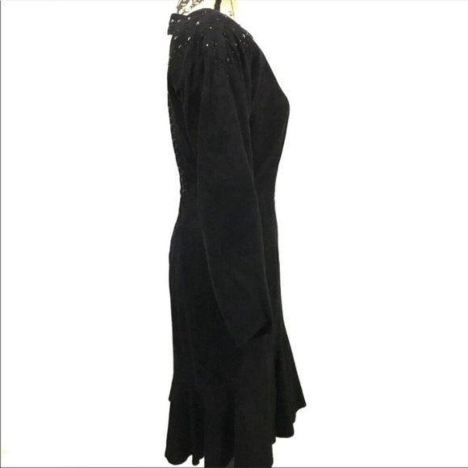 Vintage Vakko Black Suede Plunging Back Rhinestone Womens Size 6 Size M / US 6-8 / IT 42-44 - 4 Thumbnail